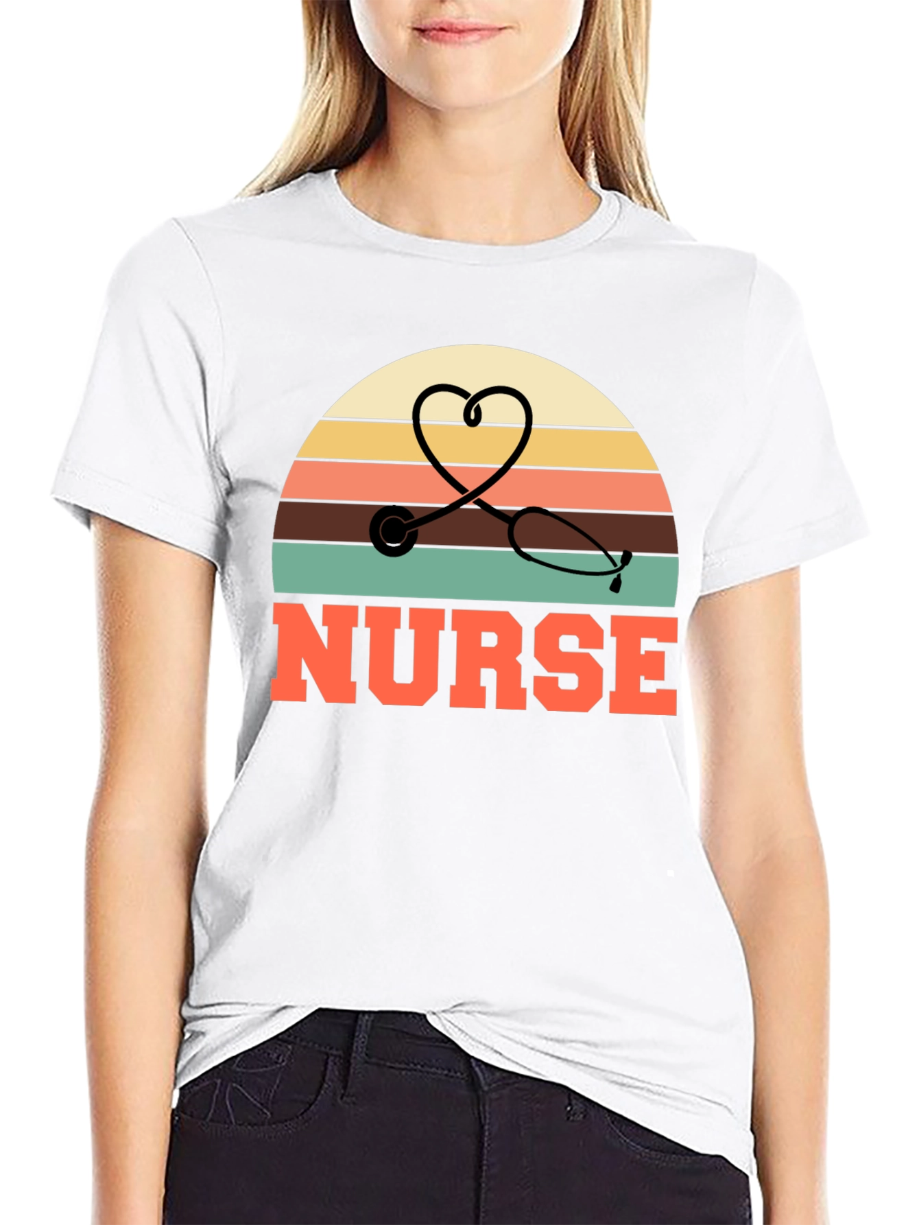 Nurse Retro Stethoscope Heart T-Shirt