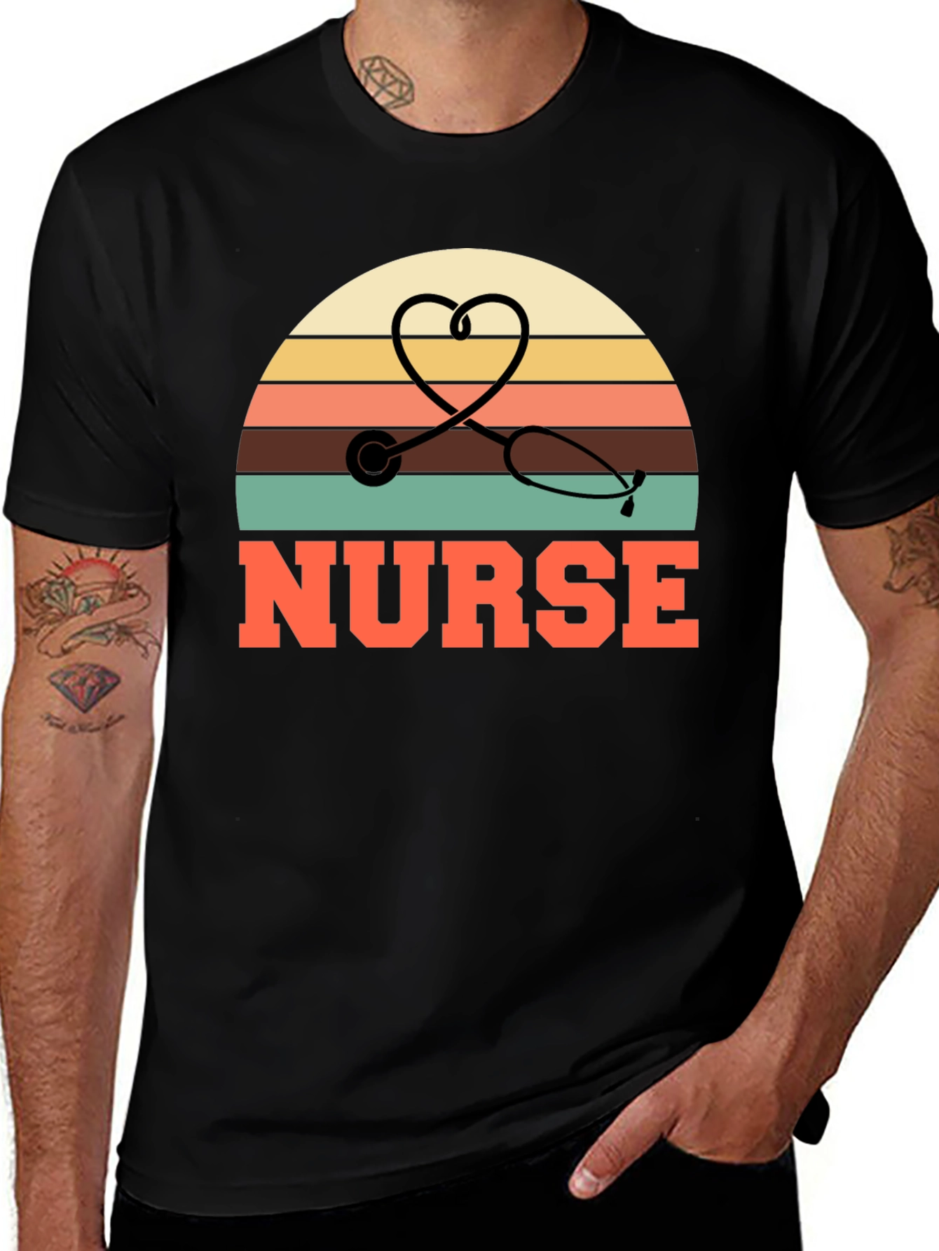 Nurse Retro Stethoscope Heart T-Shirt