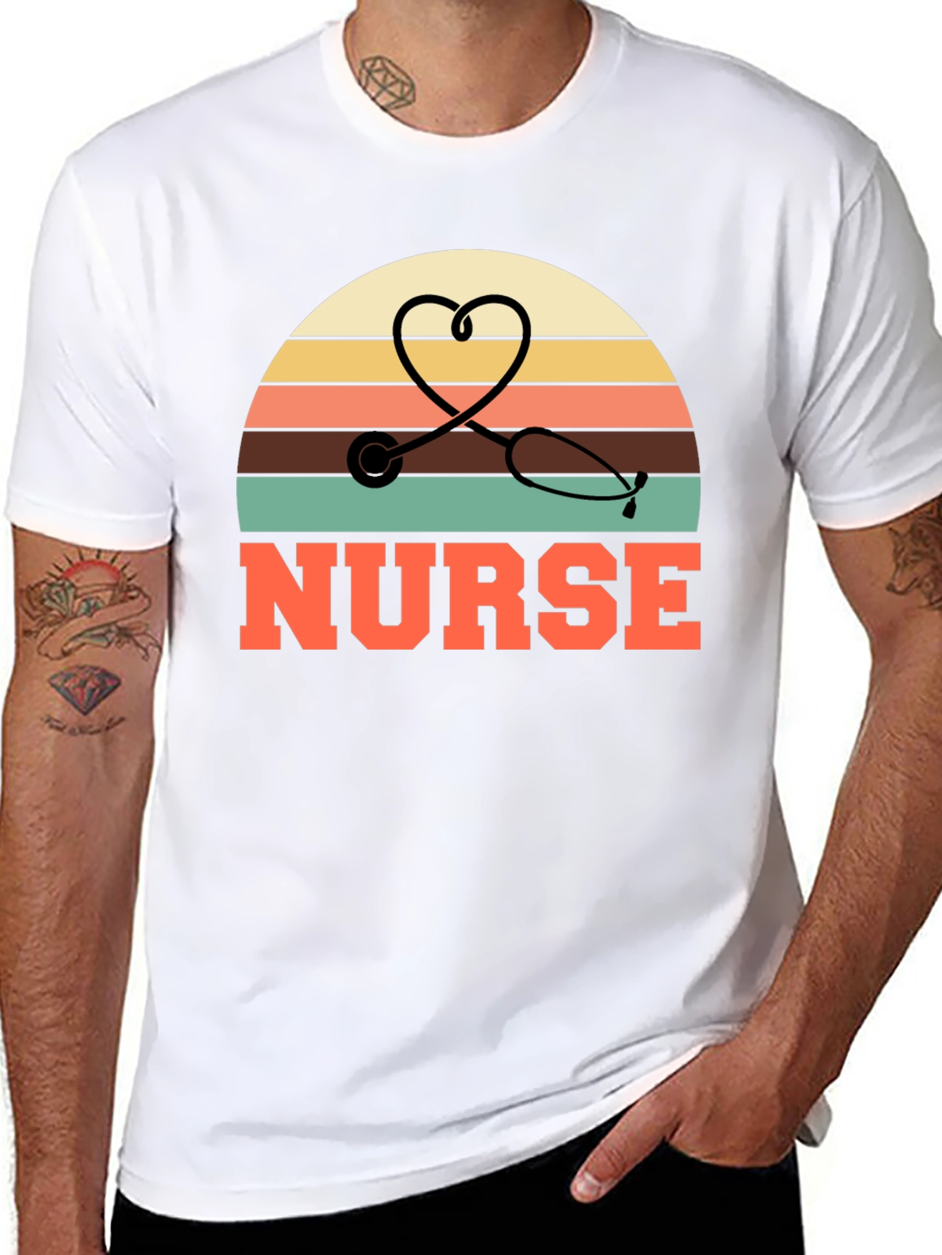 Nurse Retro Stethoscope Heart T-Shirt