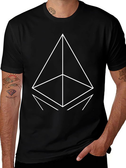 Geometric Print Black T-Shirt - Modern Casual Wear