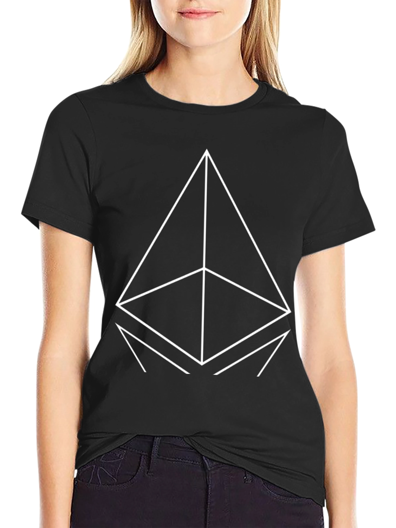 Geometric Print Black T-Shirt - Modern Casual Wear