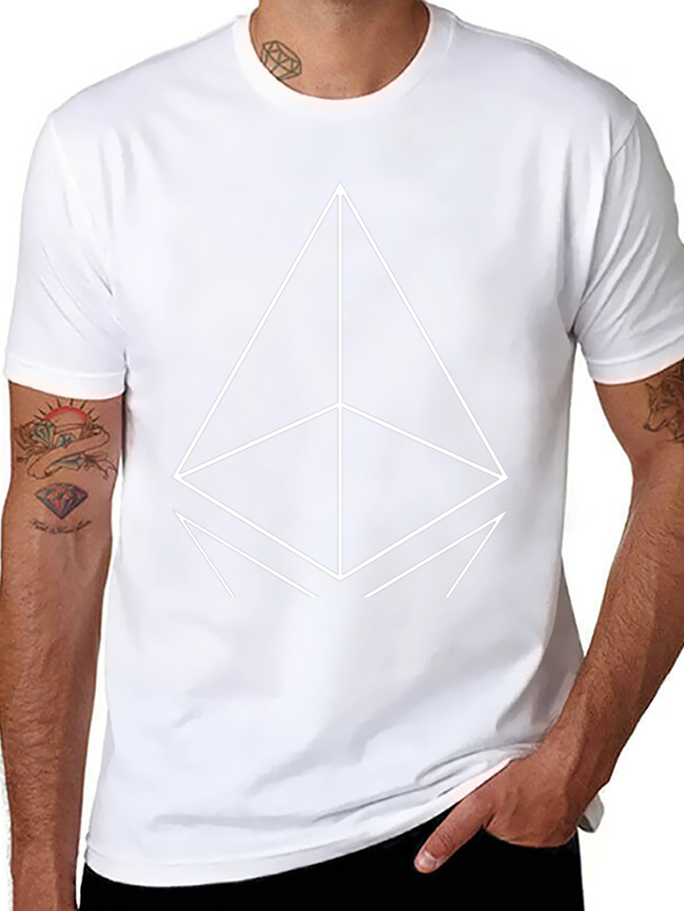 Geometric Print Black T-Shirt - Modern Casual Wear