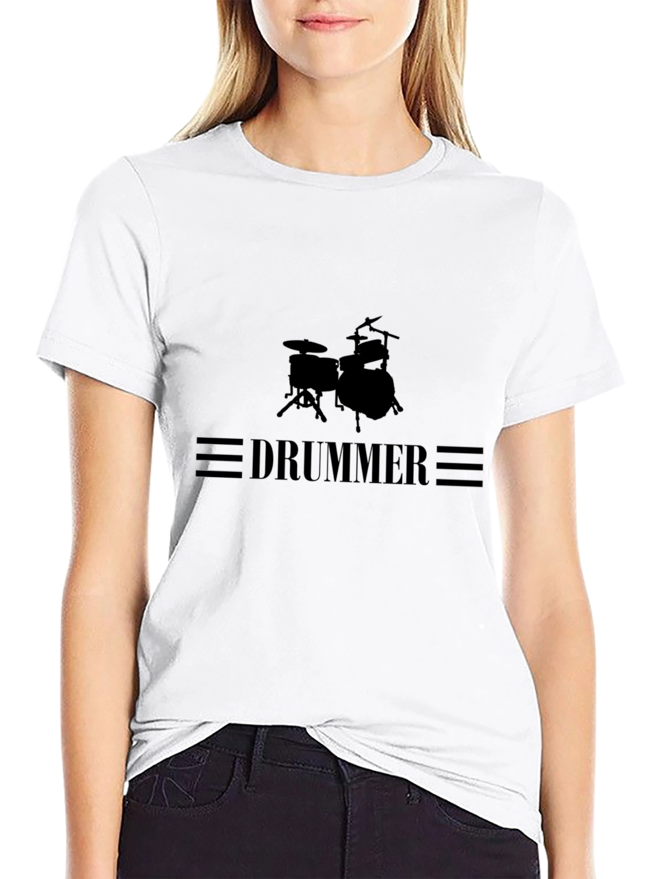 Drummer Graphic Tee - Black Cotton T-Shirt