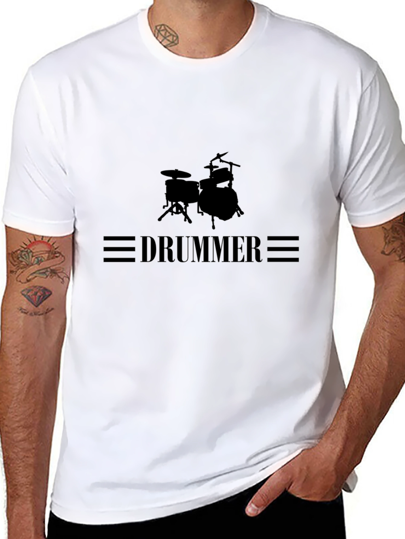 Drummer Graphic Tee - Black Cotton T-Shirt