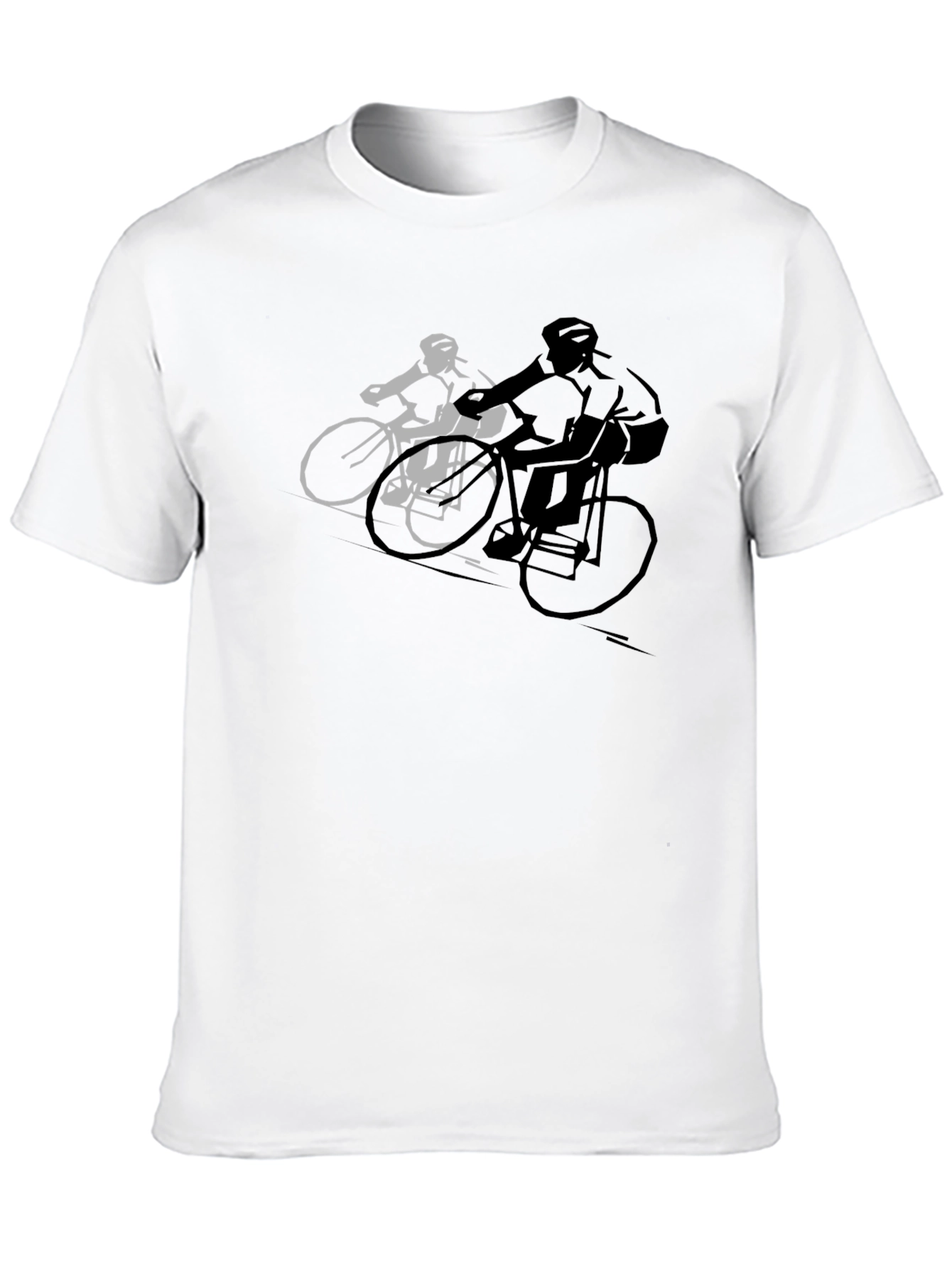Cycling Duo Graphic Tee - Black Cotton Blend Shirt