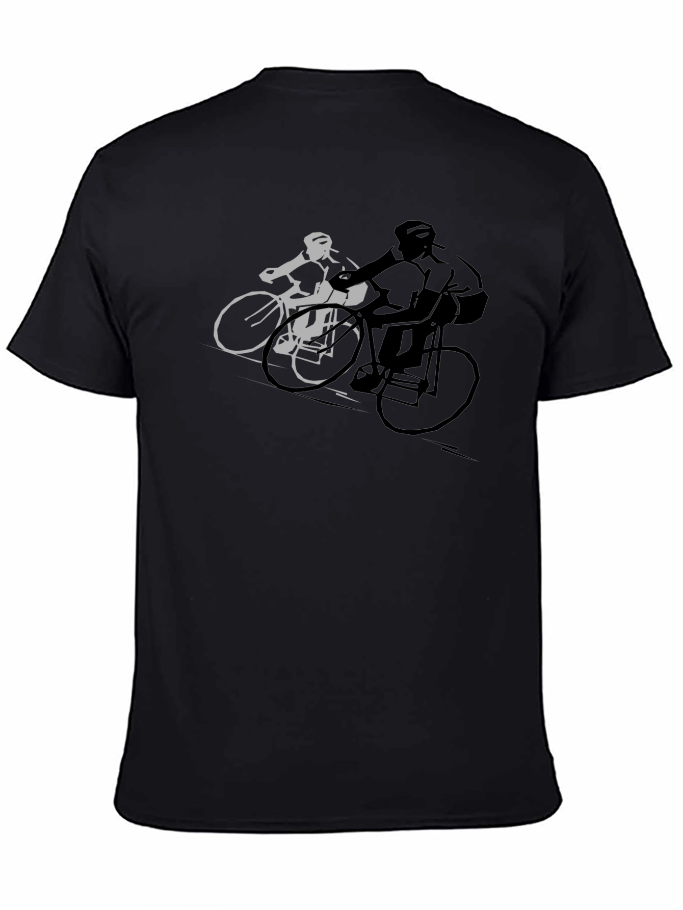 Cycling Duo Graphic Tee - Black Cotton Blend Shirt