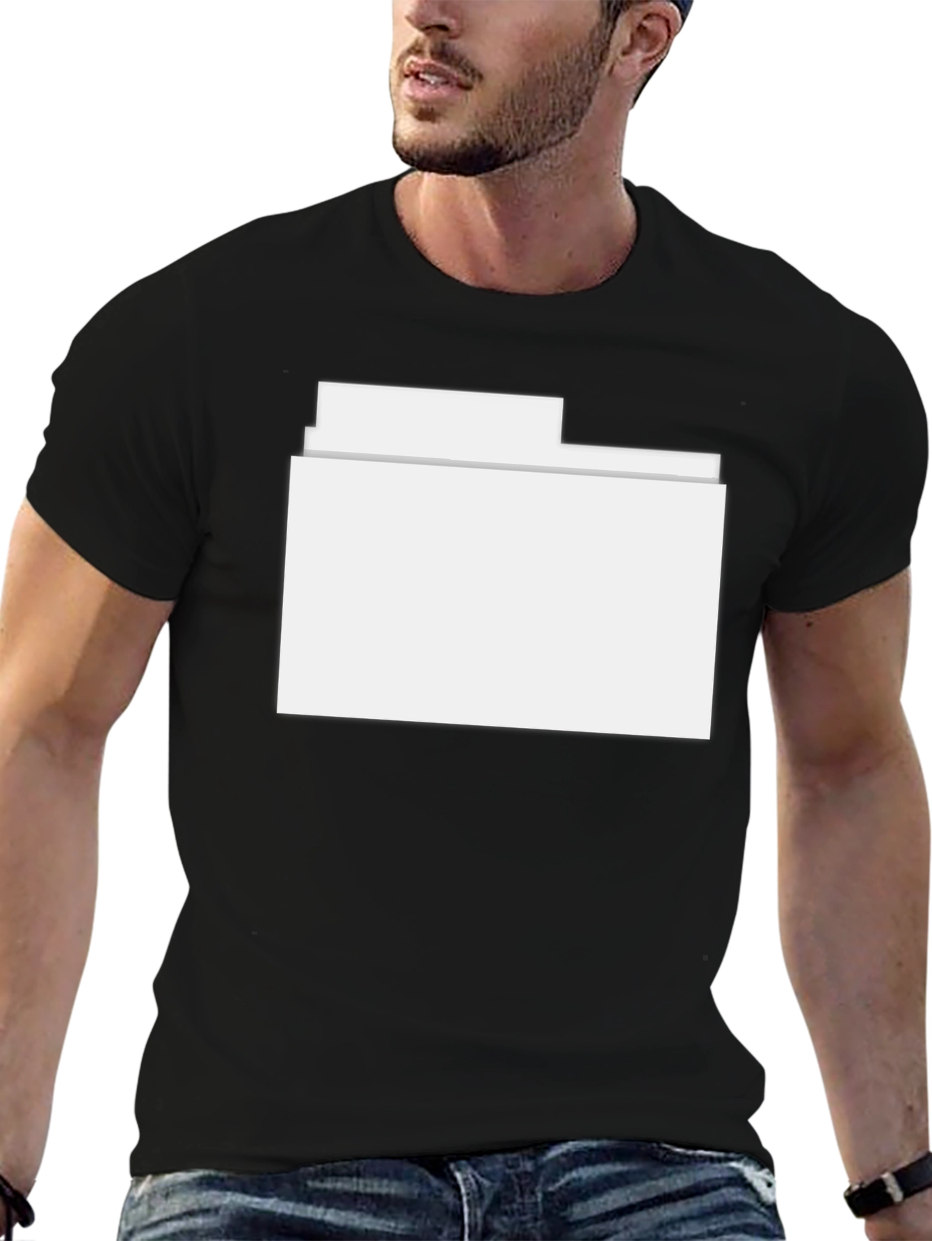 Black T-Shirt with White Folder Design