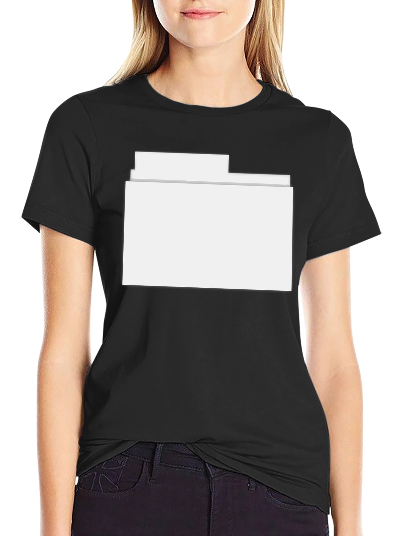 Black T-Shirt with White Folder Design