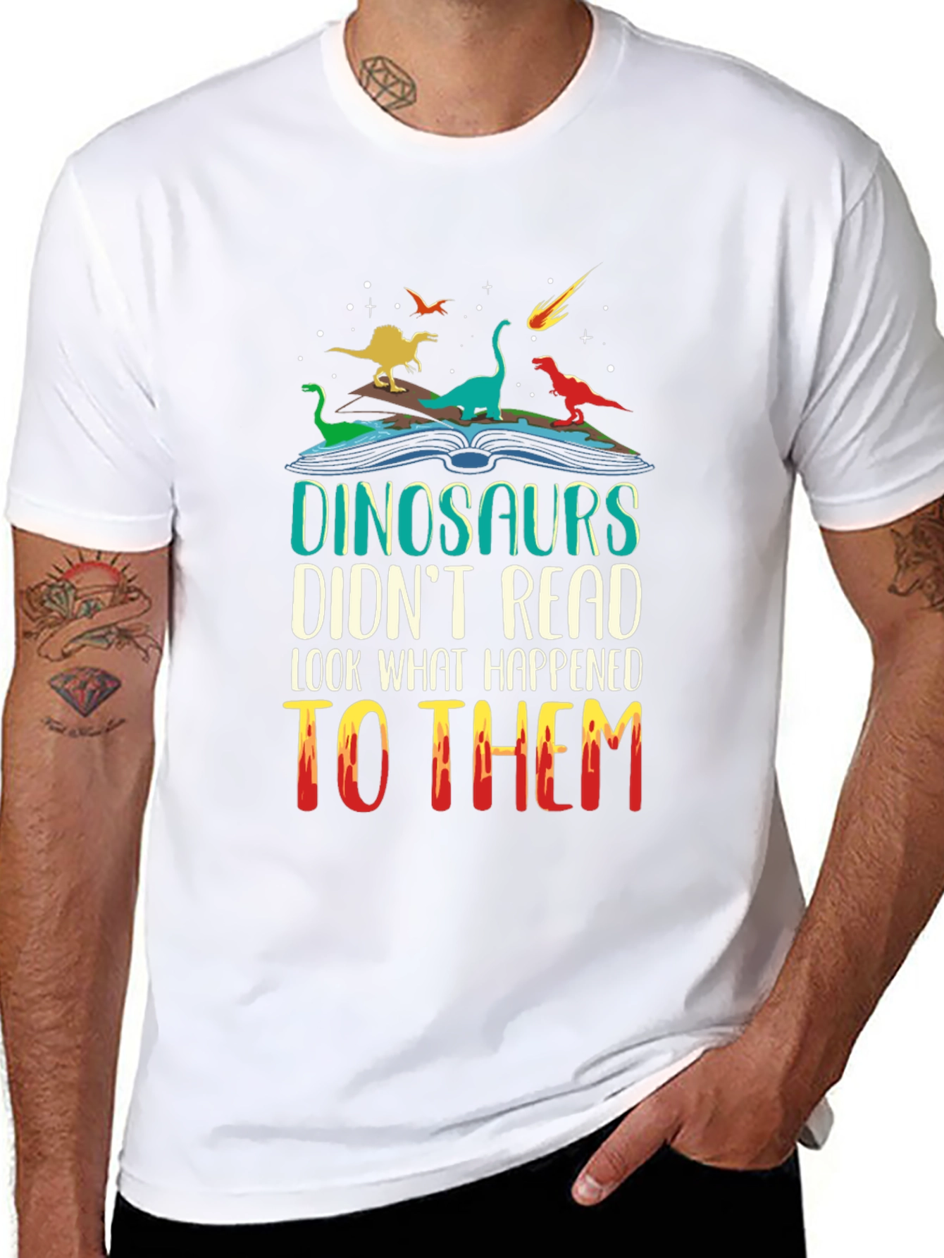 Dinosaurs Reading T-Shirt - Funny Dino Lover Tee