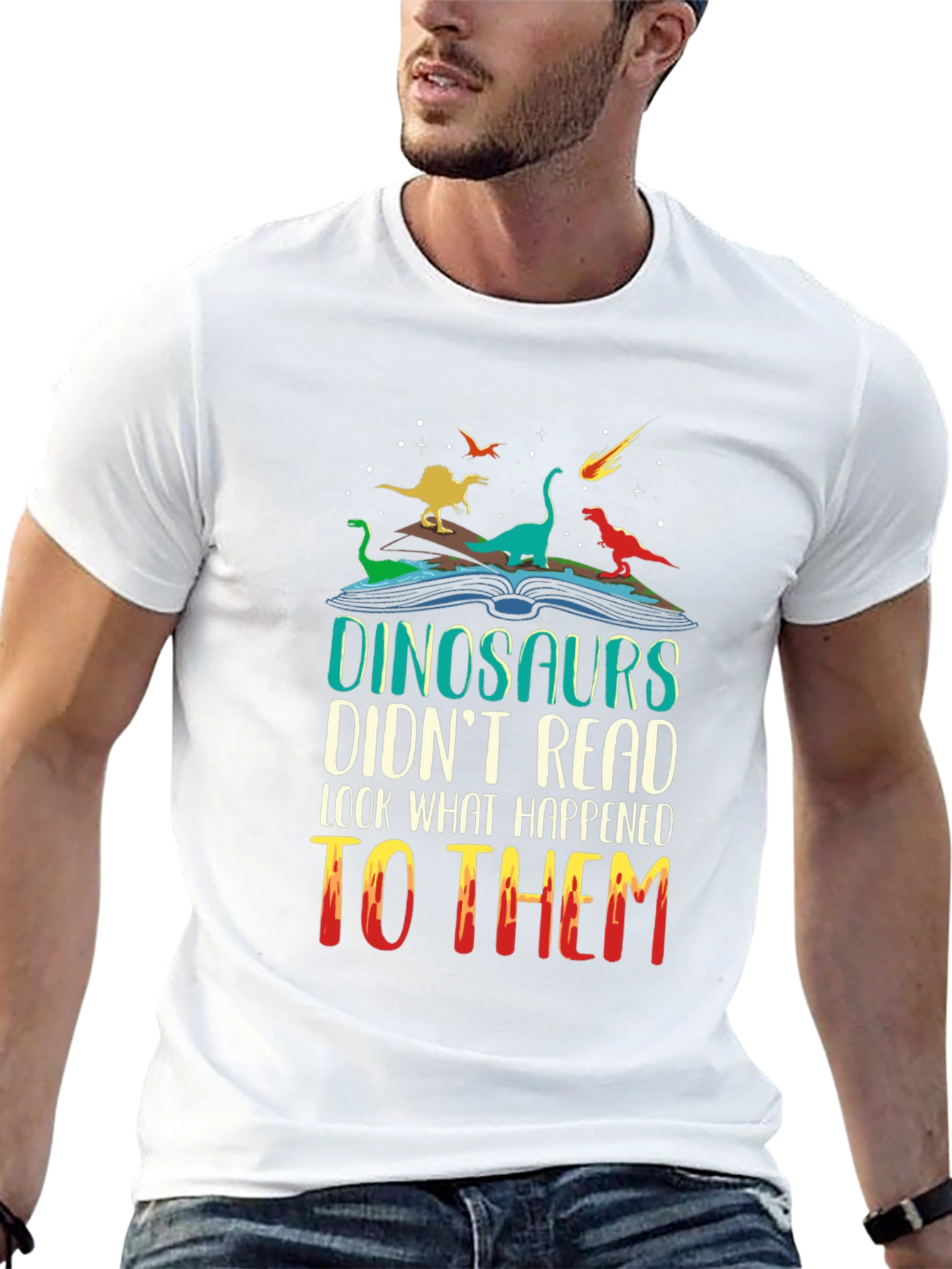 Dinosaurs Reading T-Shirt - Funny Dino Lover Tee