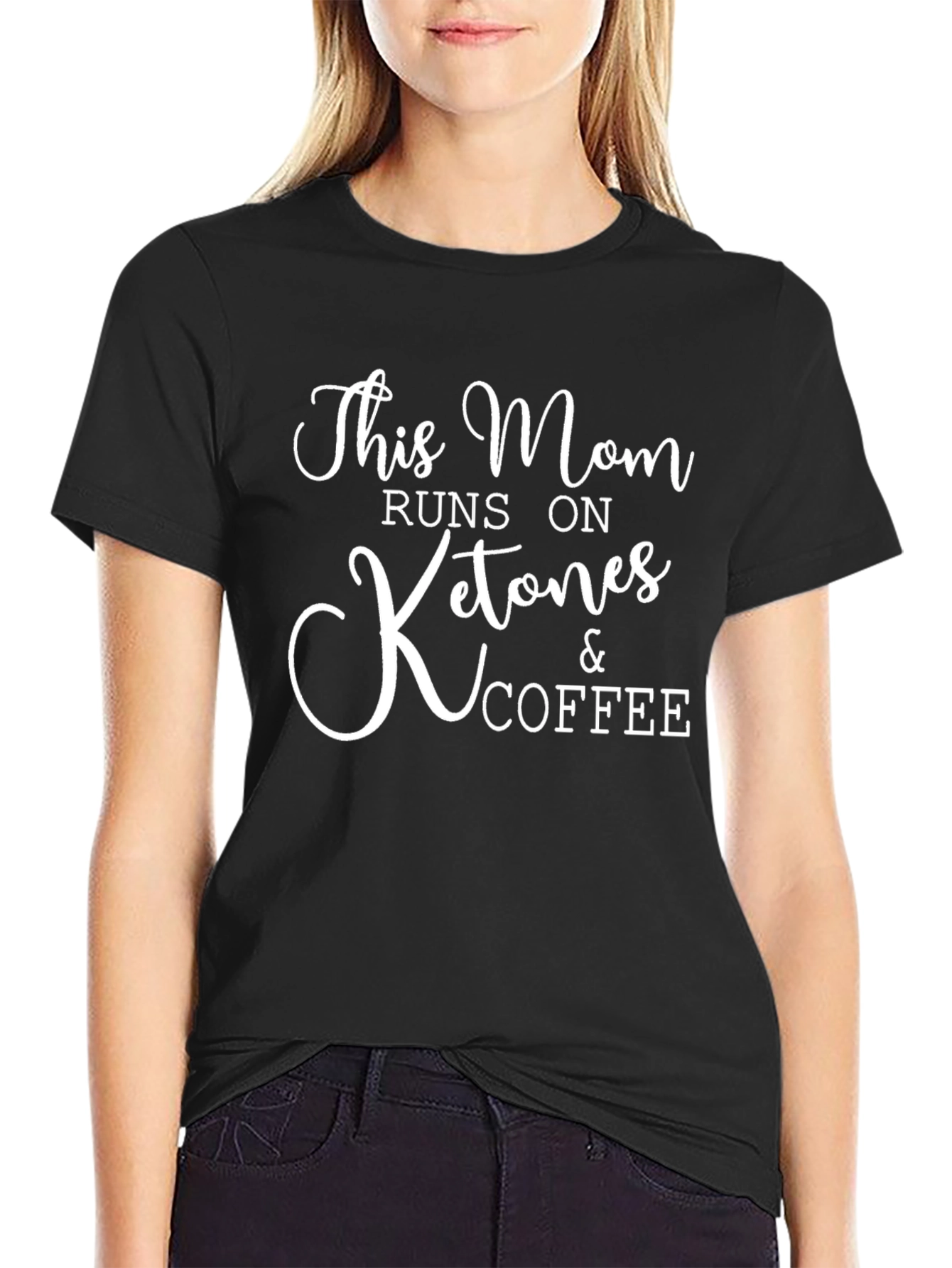 This Mom Runs on Ketones & Coffee Black T-Shirt