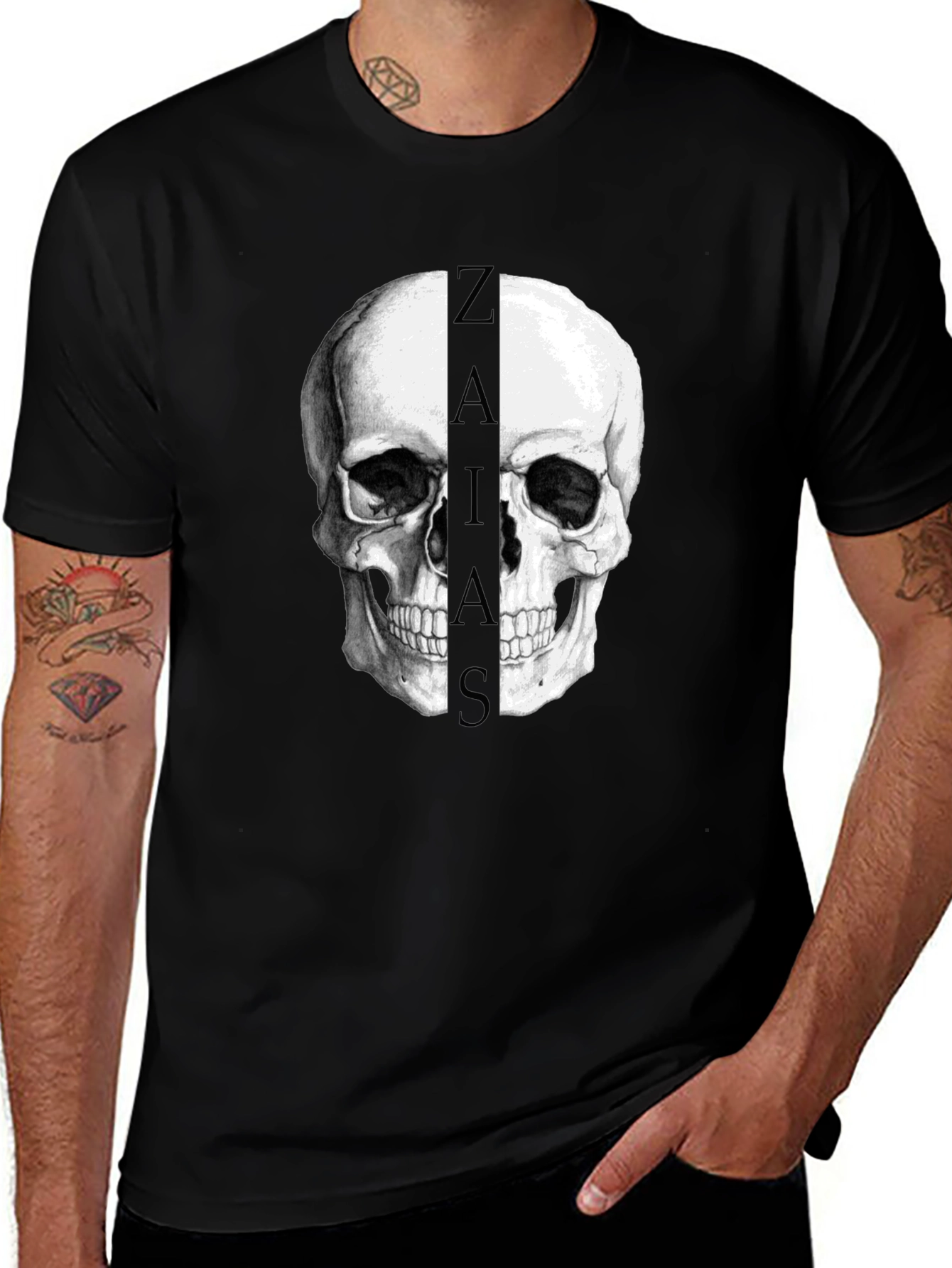 Skull Graphic Black T-Shirt - Zaias Print