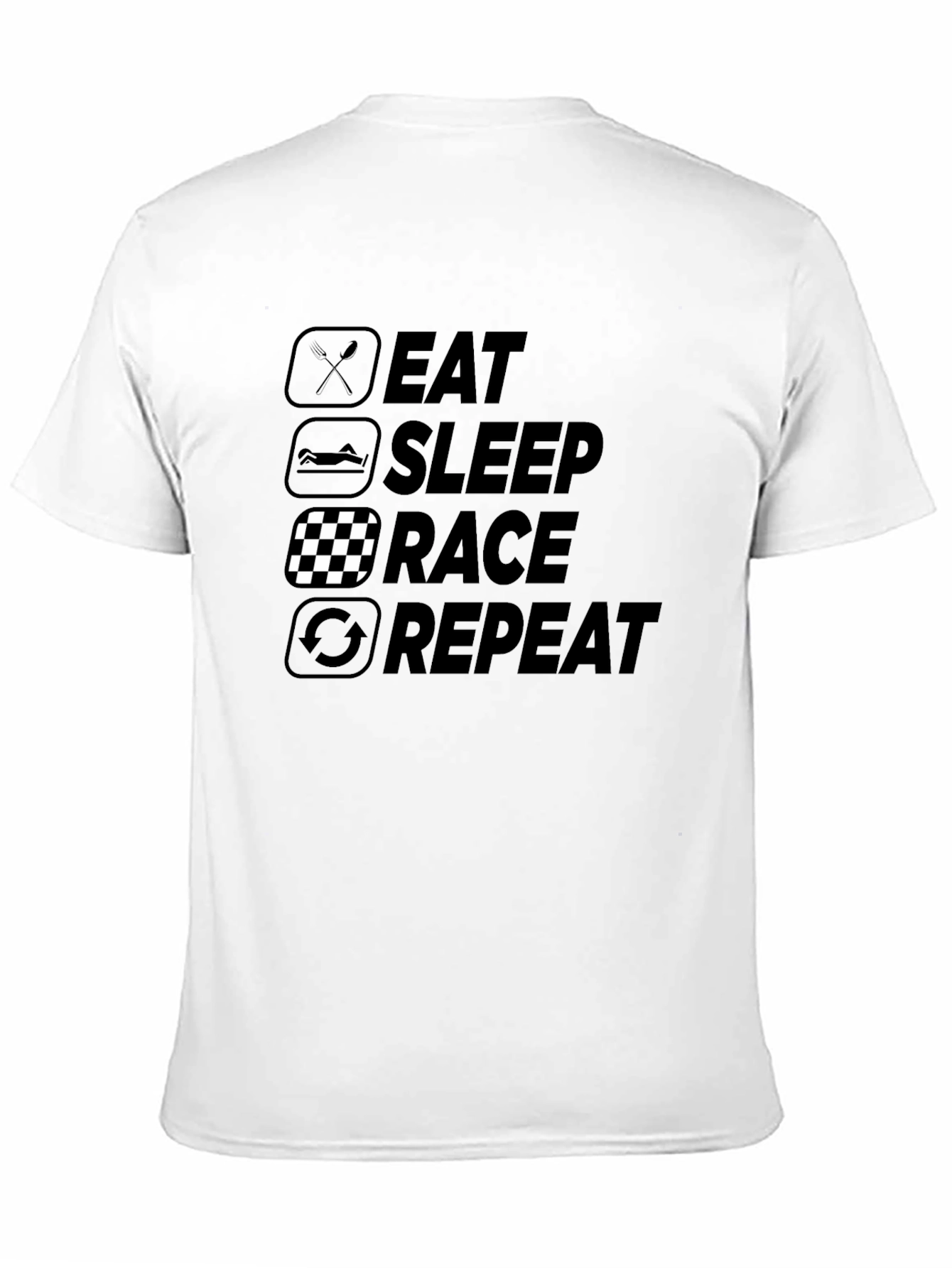 Eat Sleep Race Repeat Black Graphic T-Shirt