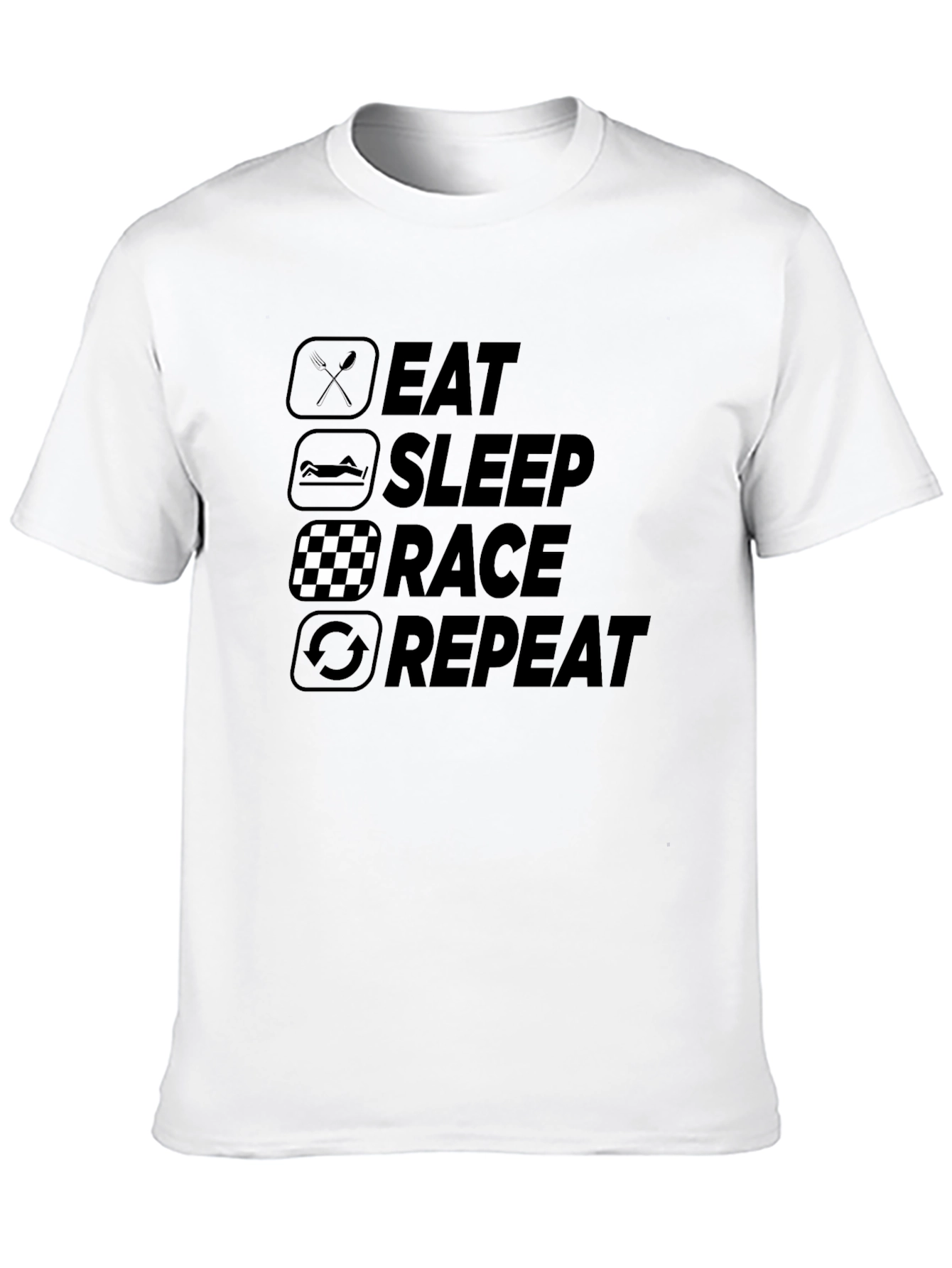 Eat Sleep Race Repeat Black Graphic T-Shirt