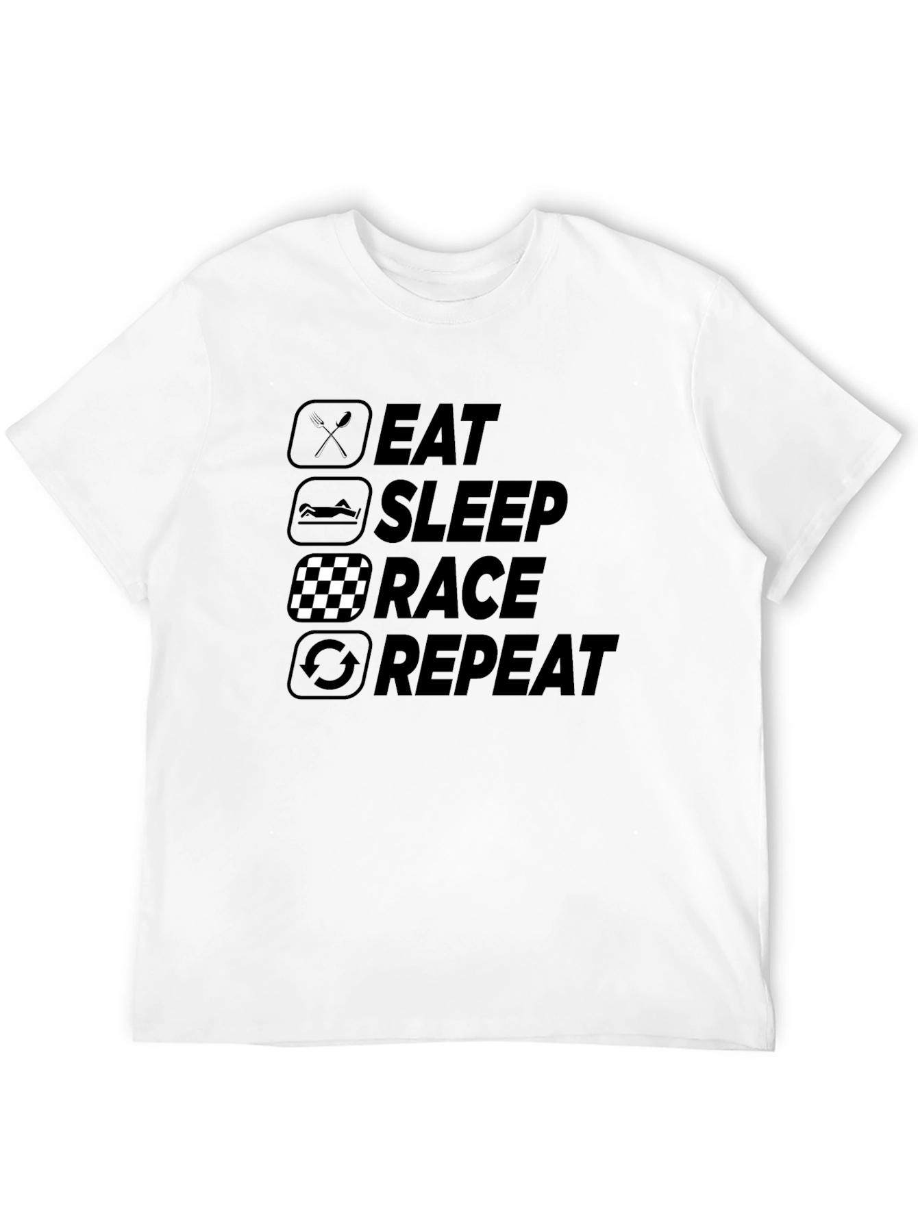 Eat Sleep Race Repeat Black Graphic T-Shirt