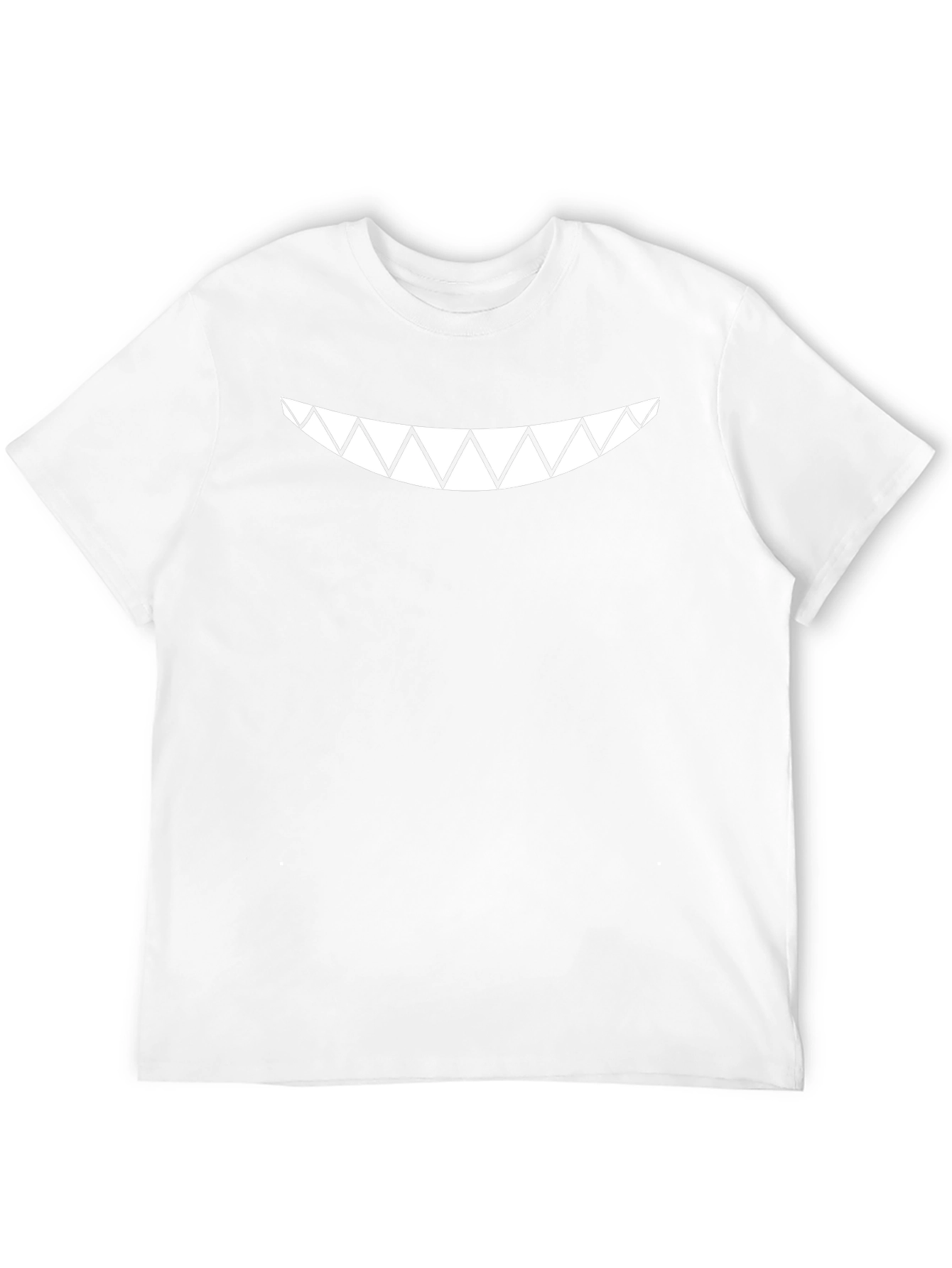 Mens Black T-Shirt with White Sharp Teeth Graphic