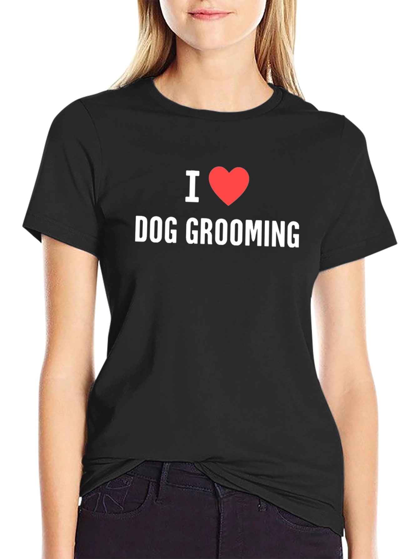 I Love Dog Grooming Graphic Tee - Black