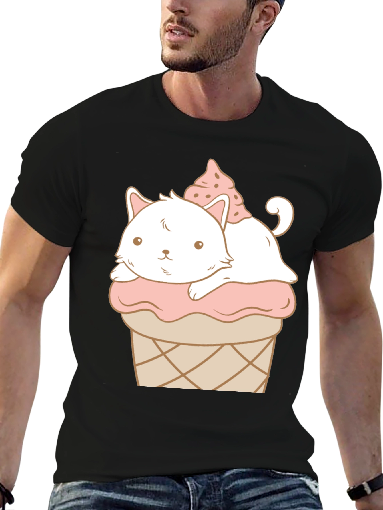 Cute Cat Ice Cream T-Shirt - Kawaii Style