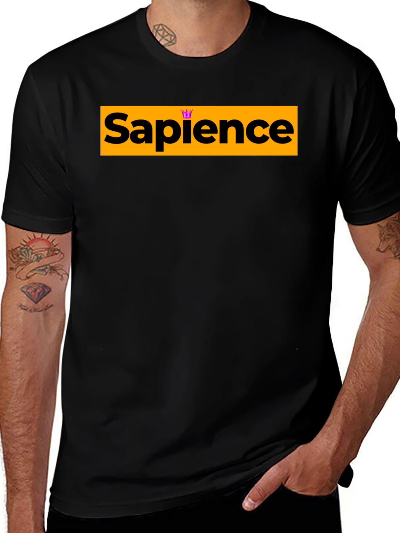 Sapience Crown Black Tee - Smart Casual