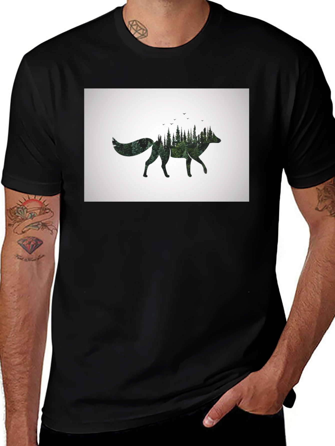 Nature Fox Graphic T-Shirt - Unisex Black Tee