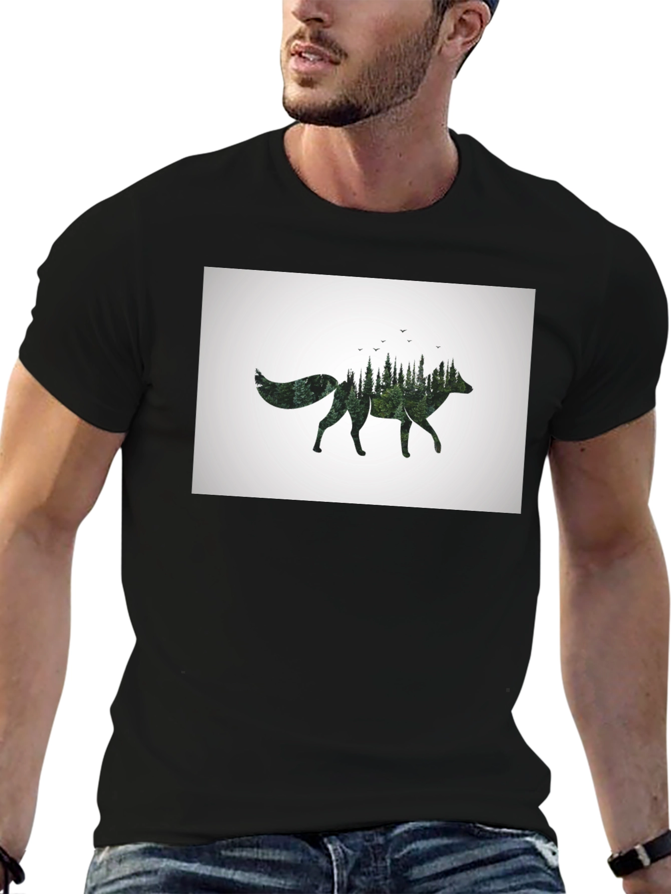 Nature Fox Graphic T-Shirt - Unisex Black Tee