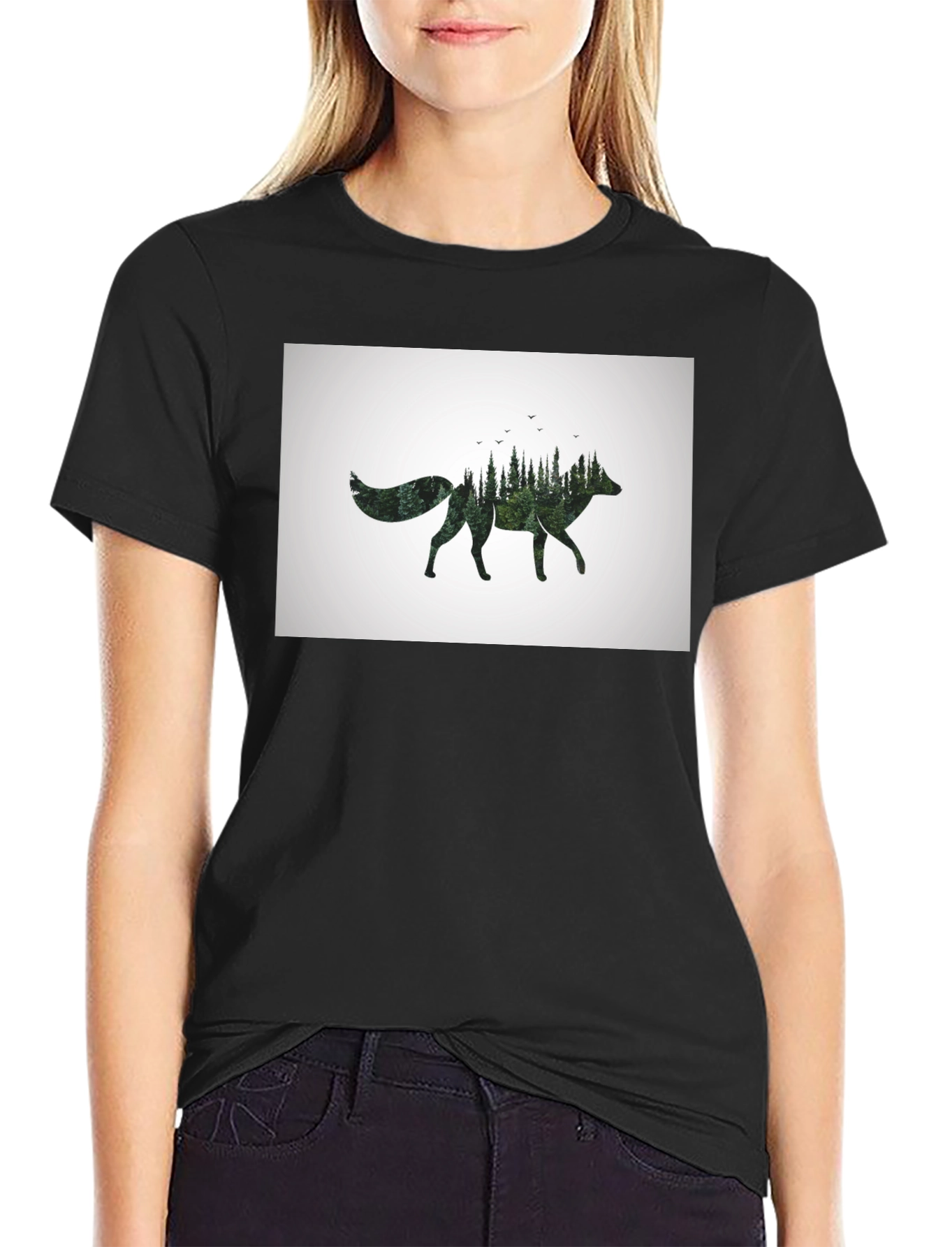 Nature Fox Graphic T-Shirt - Unisex Black Tee