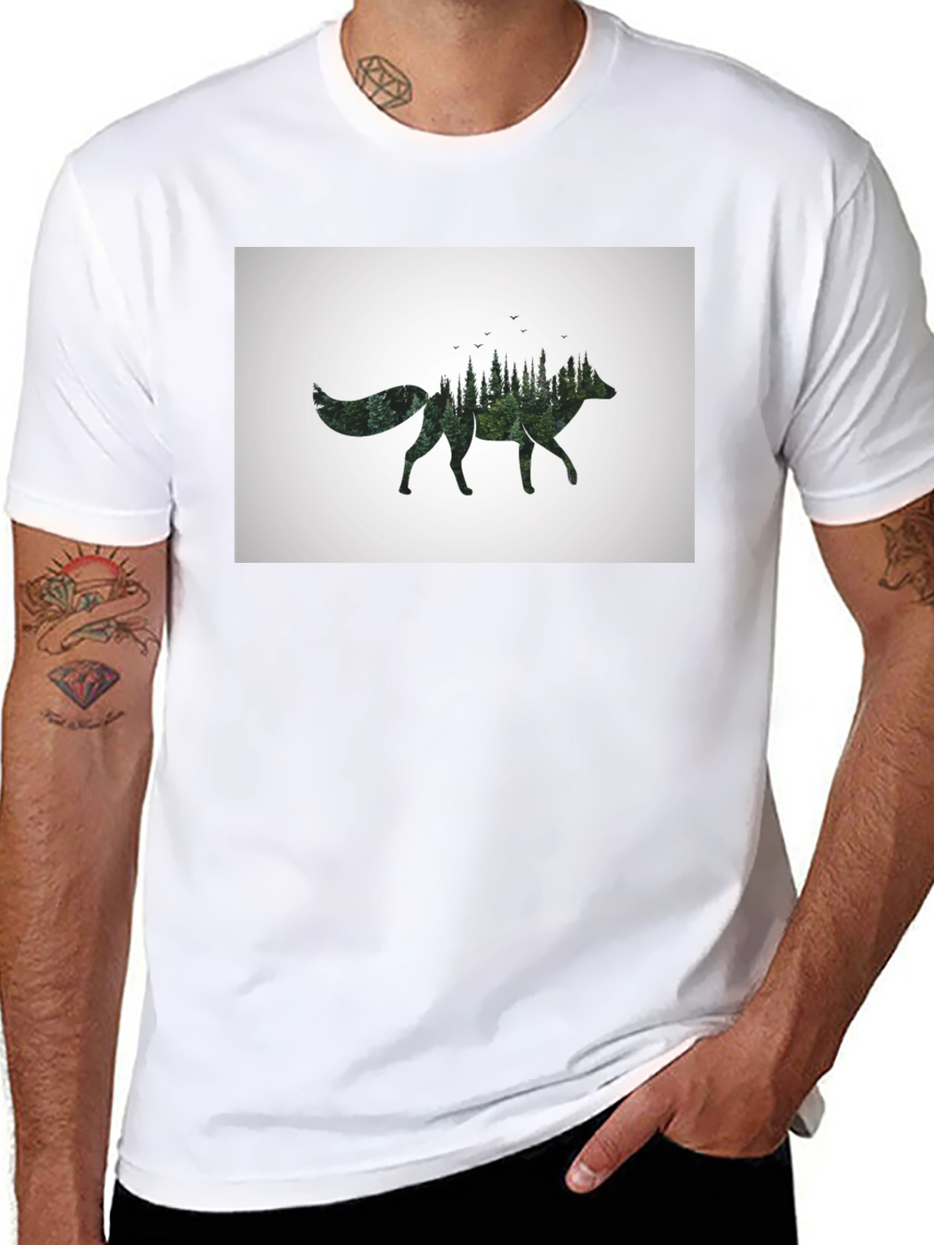 Nature Fox Graphic T-Shirt - Unisex Black Tee