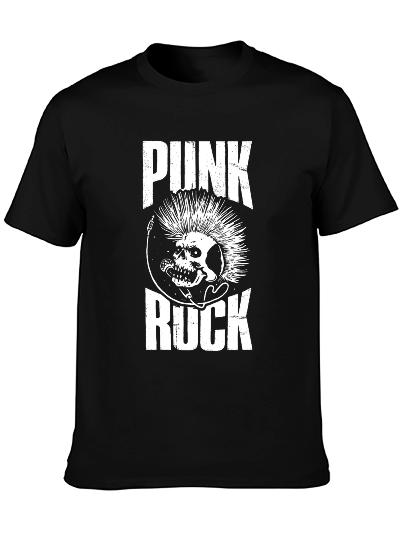 Punk Rock Skull Graphic Tee - Black
