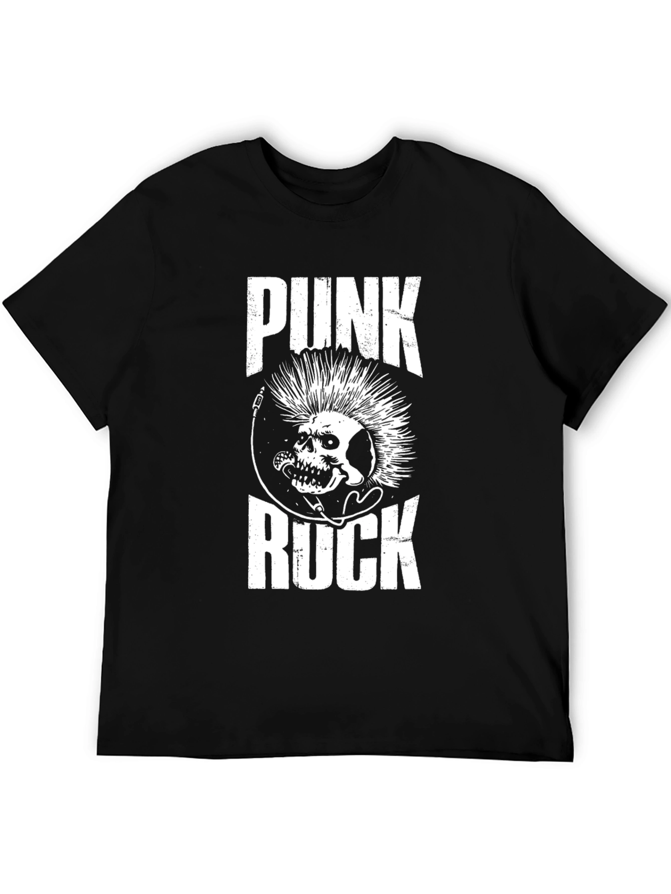 Punk Rock Skull Graphic Tee - Black