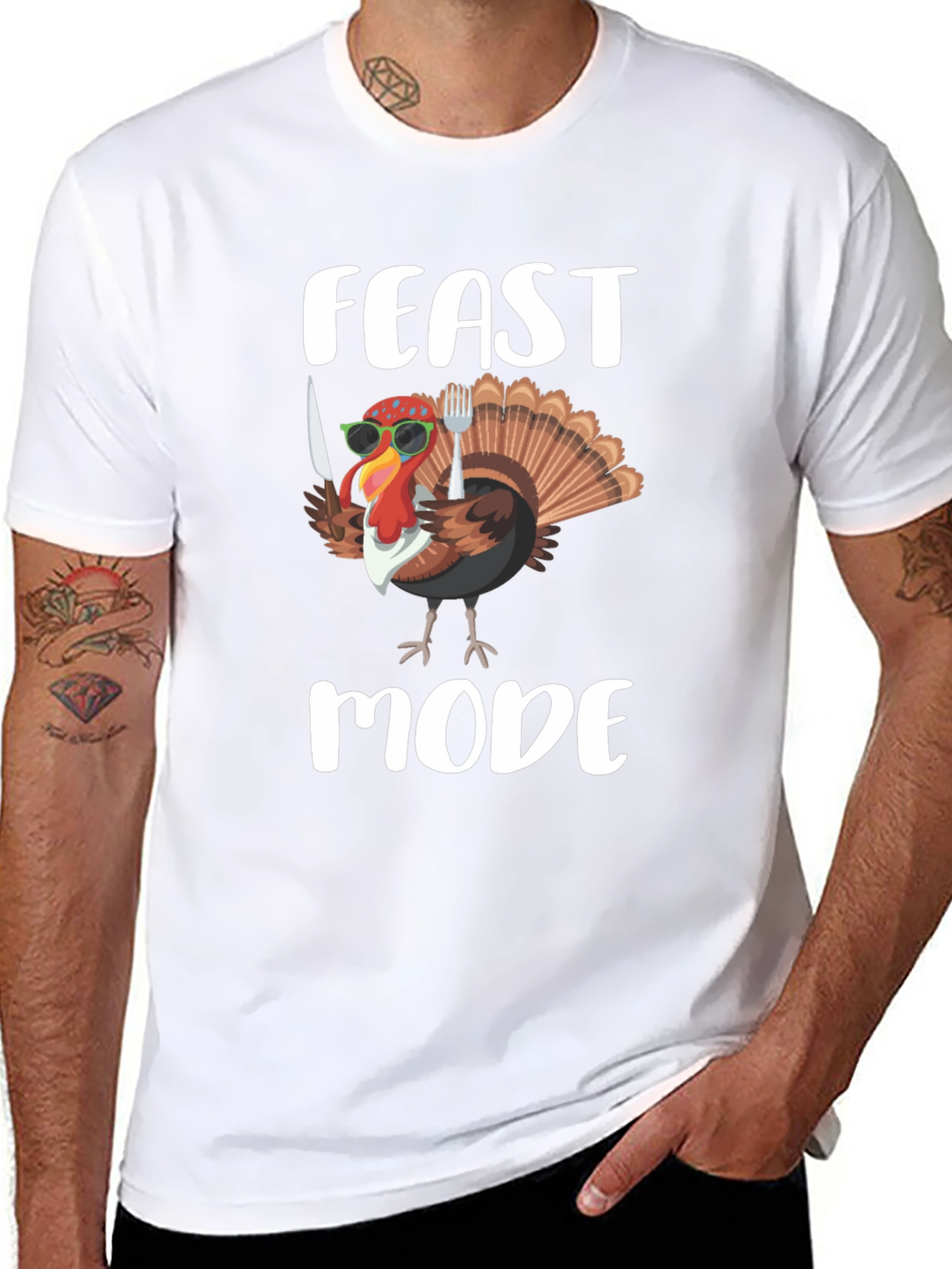 Feast Mode Turkey Graphic Tee - Thanksgiving Apparel