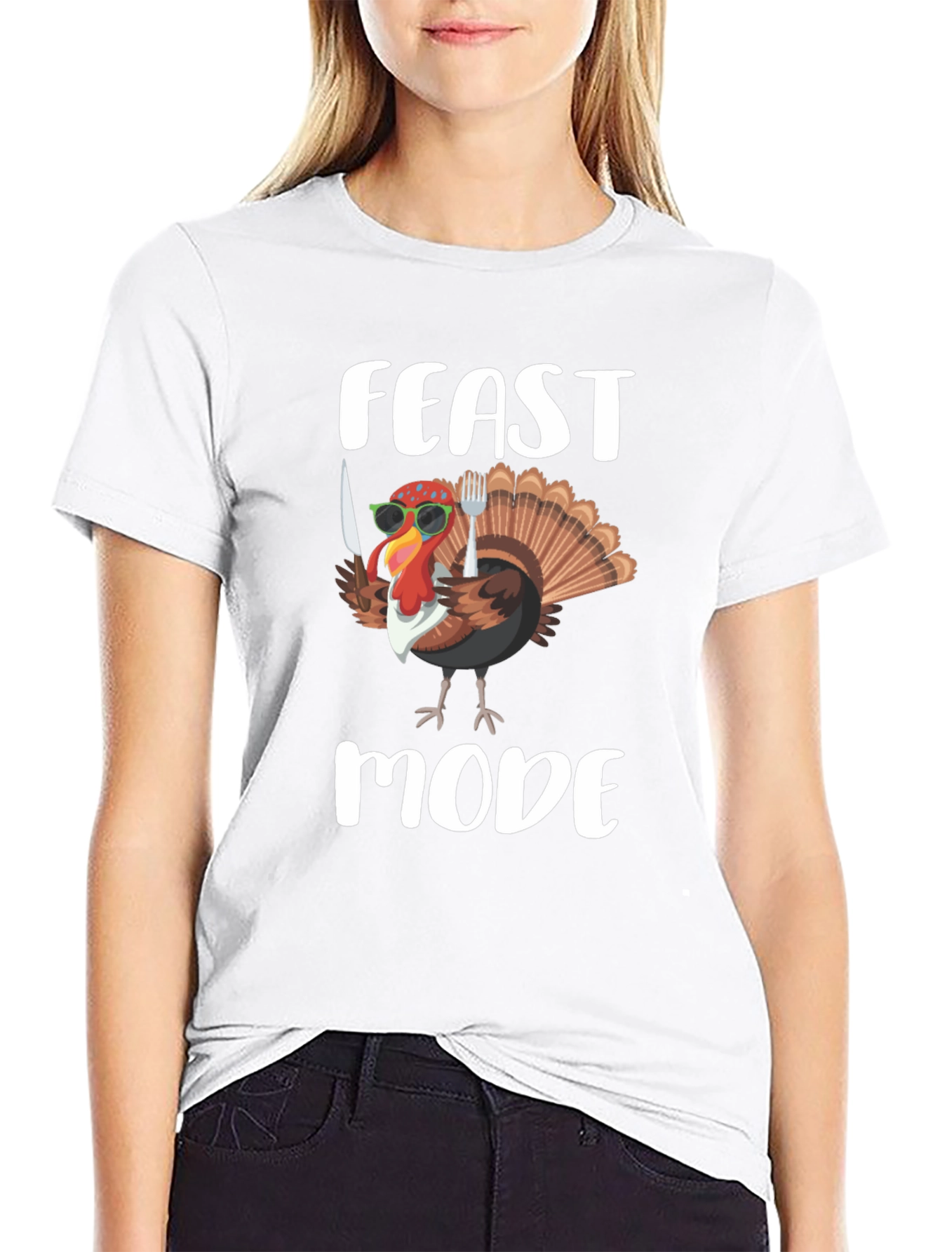 Feast Mode Turkey Graphic Tee - Thanksgiving Apparel