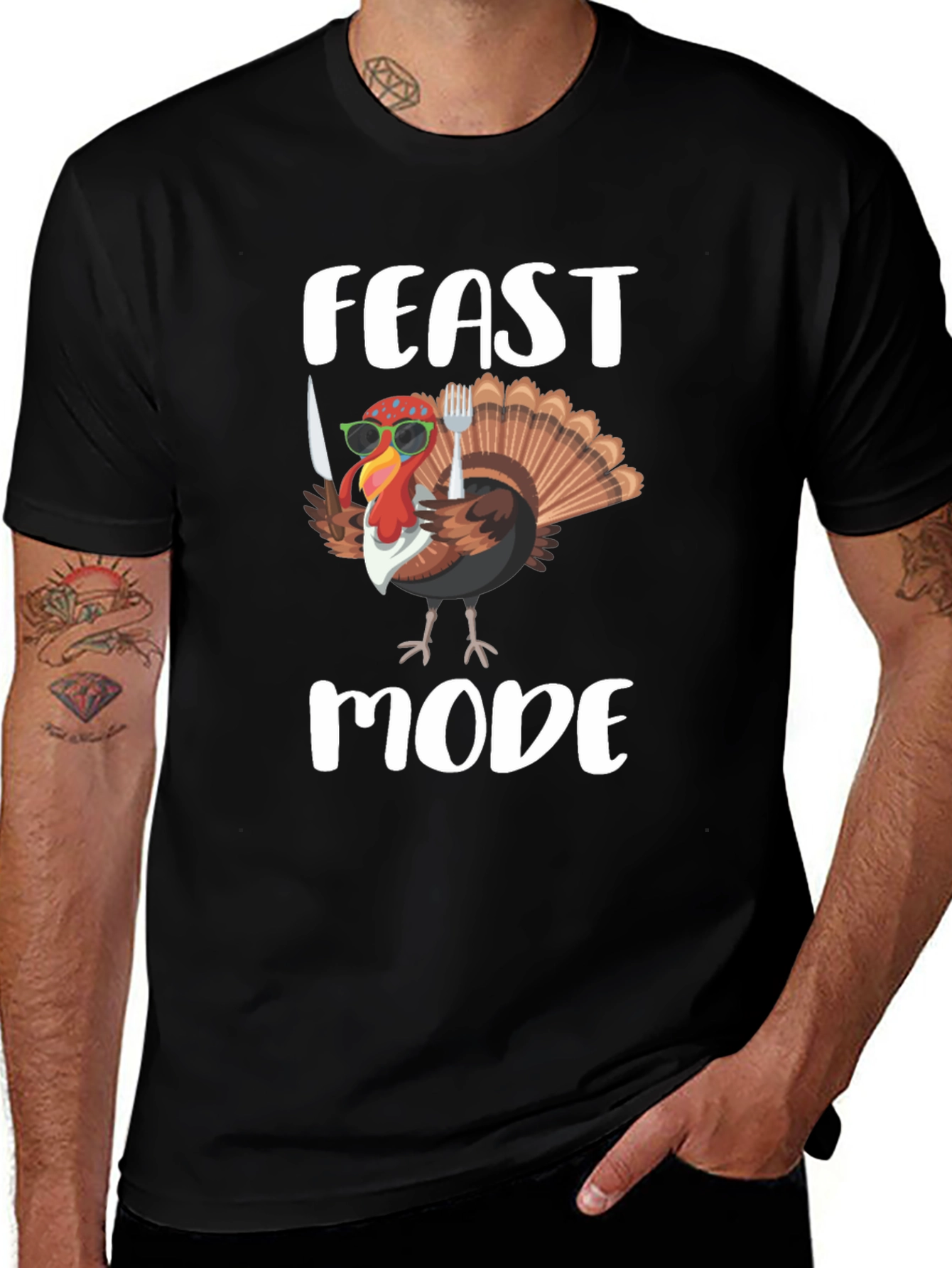 Feast Mode Turkey Graphic Tee - Thanksgiving Apparel