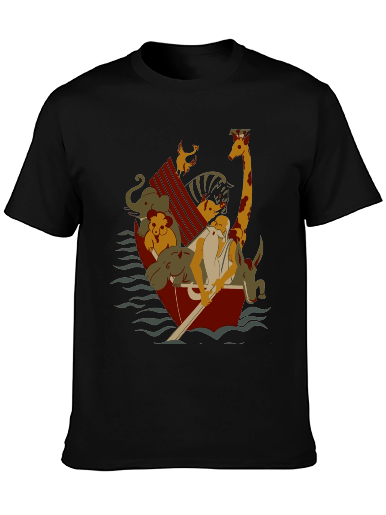 Noahs Ark Graphic T-Shirt - Black Cotton Blend