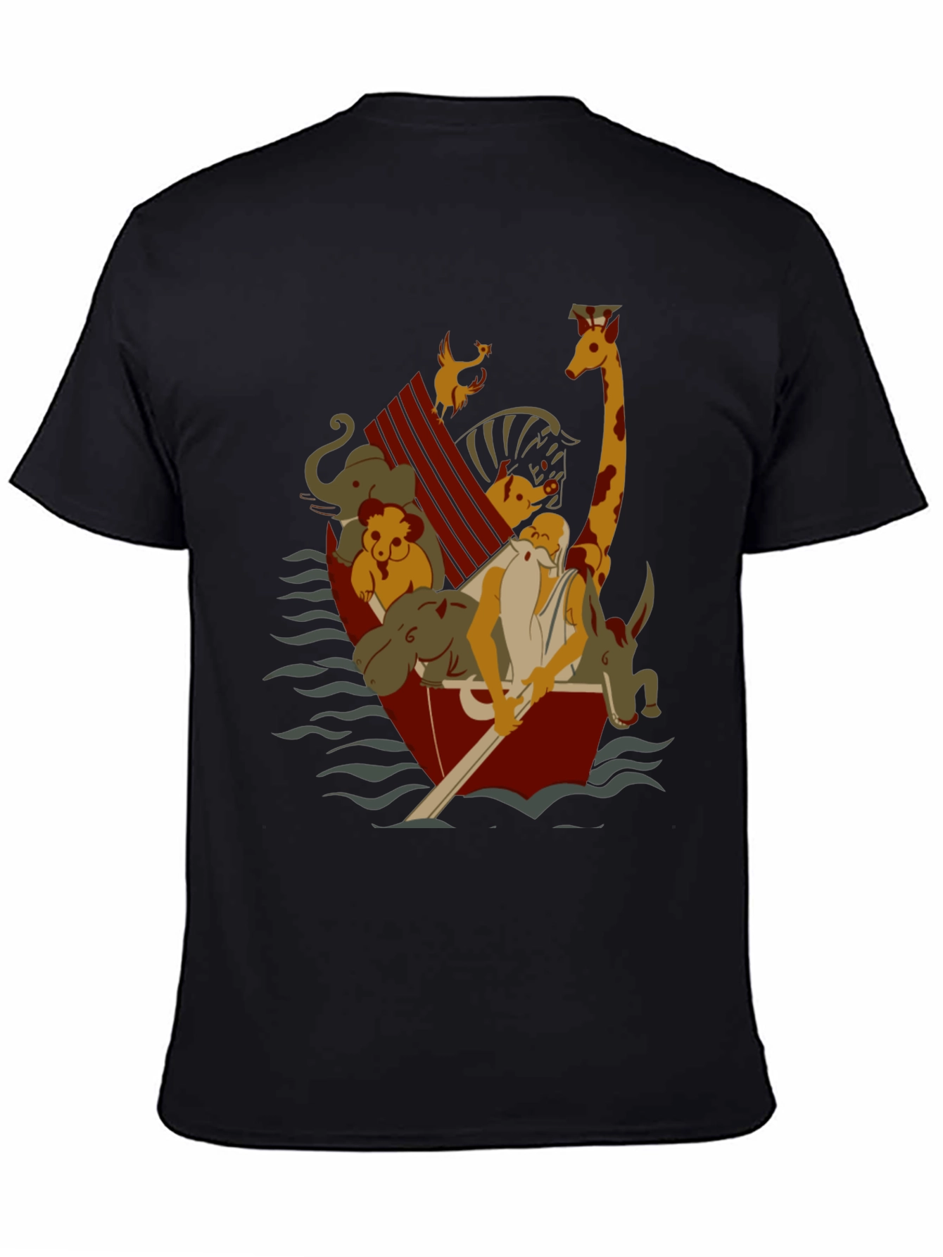 Noahs Ark Graphic T-Shirt - Black Cotton Blend