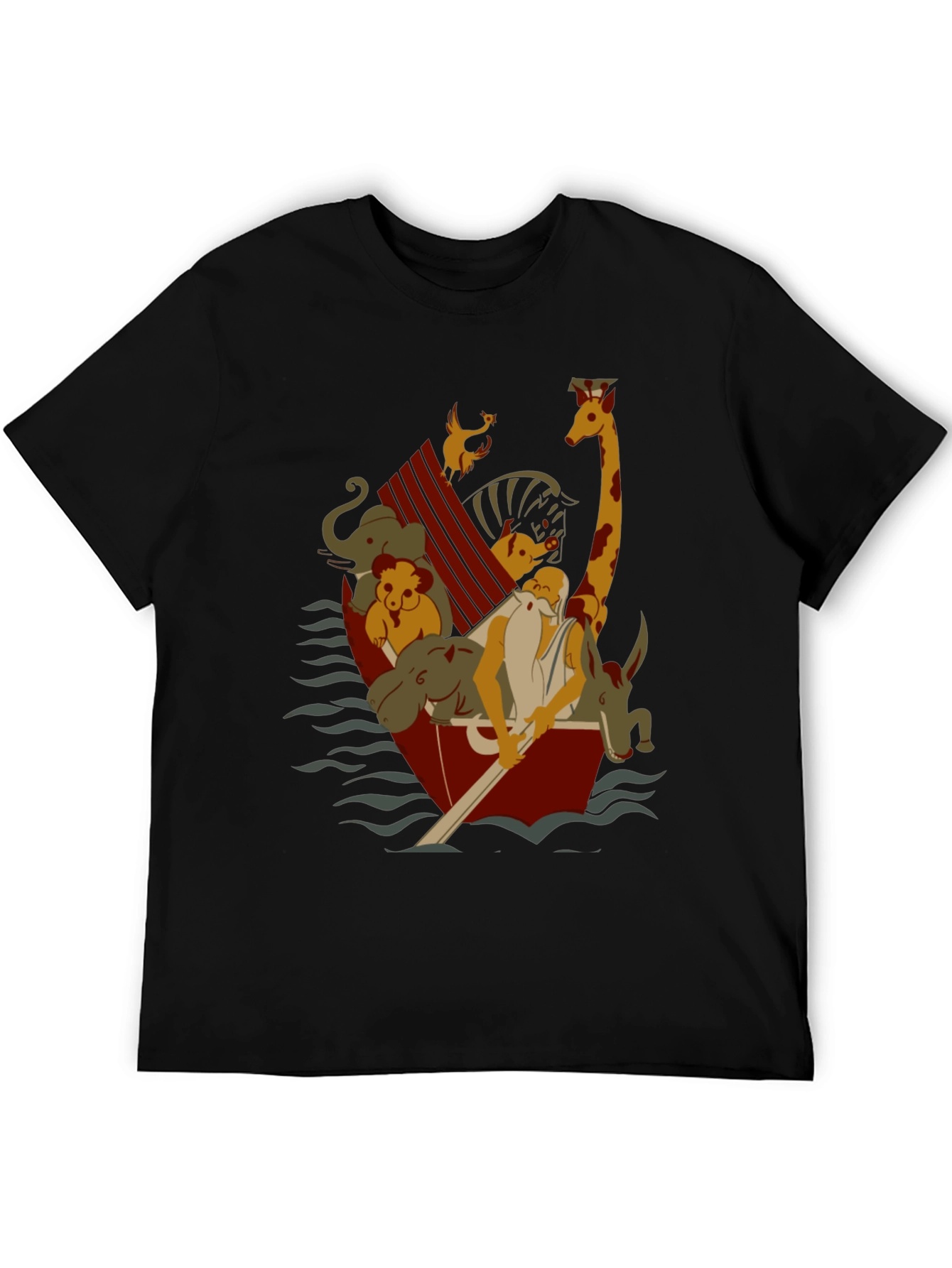 Noahs Ark Graphic T-Shirt - Black Cotton Blend