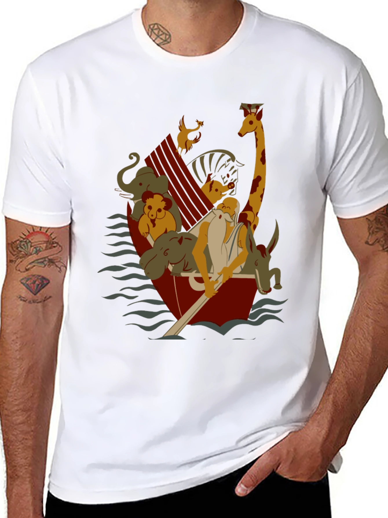 Noahs Ark Graphic T-Shirt - Black Cotton Blend