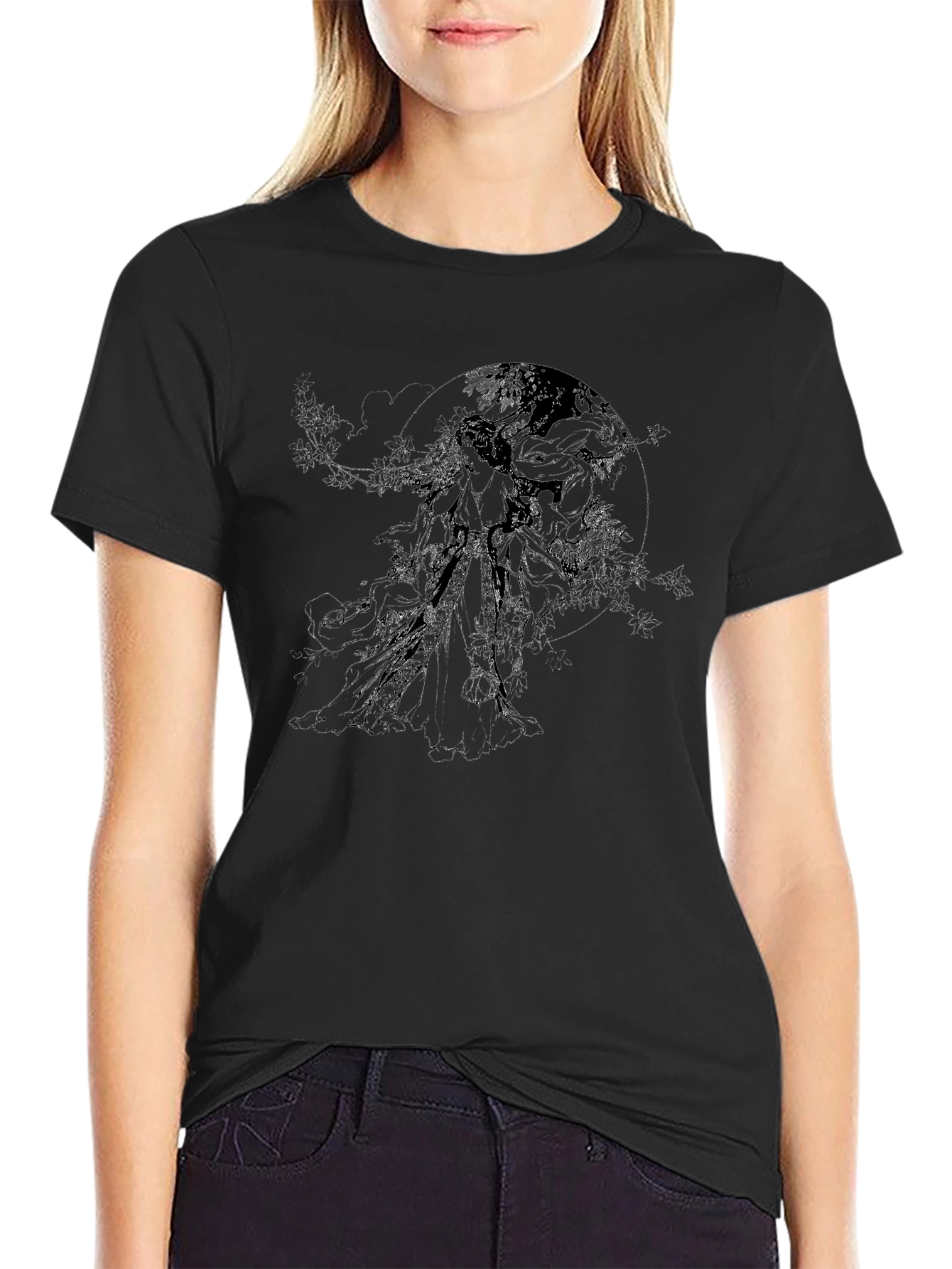 Abstract Graphic Print Mens Black T-Shirt