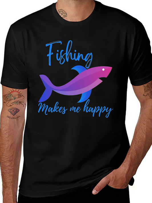 Fishing Makes Me Happy Graphic Tee