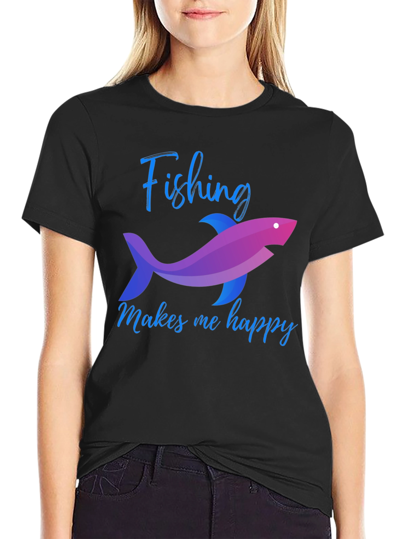 Fishing Makes Me Happy Graphic Tee