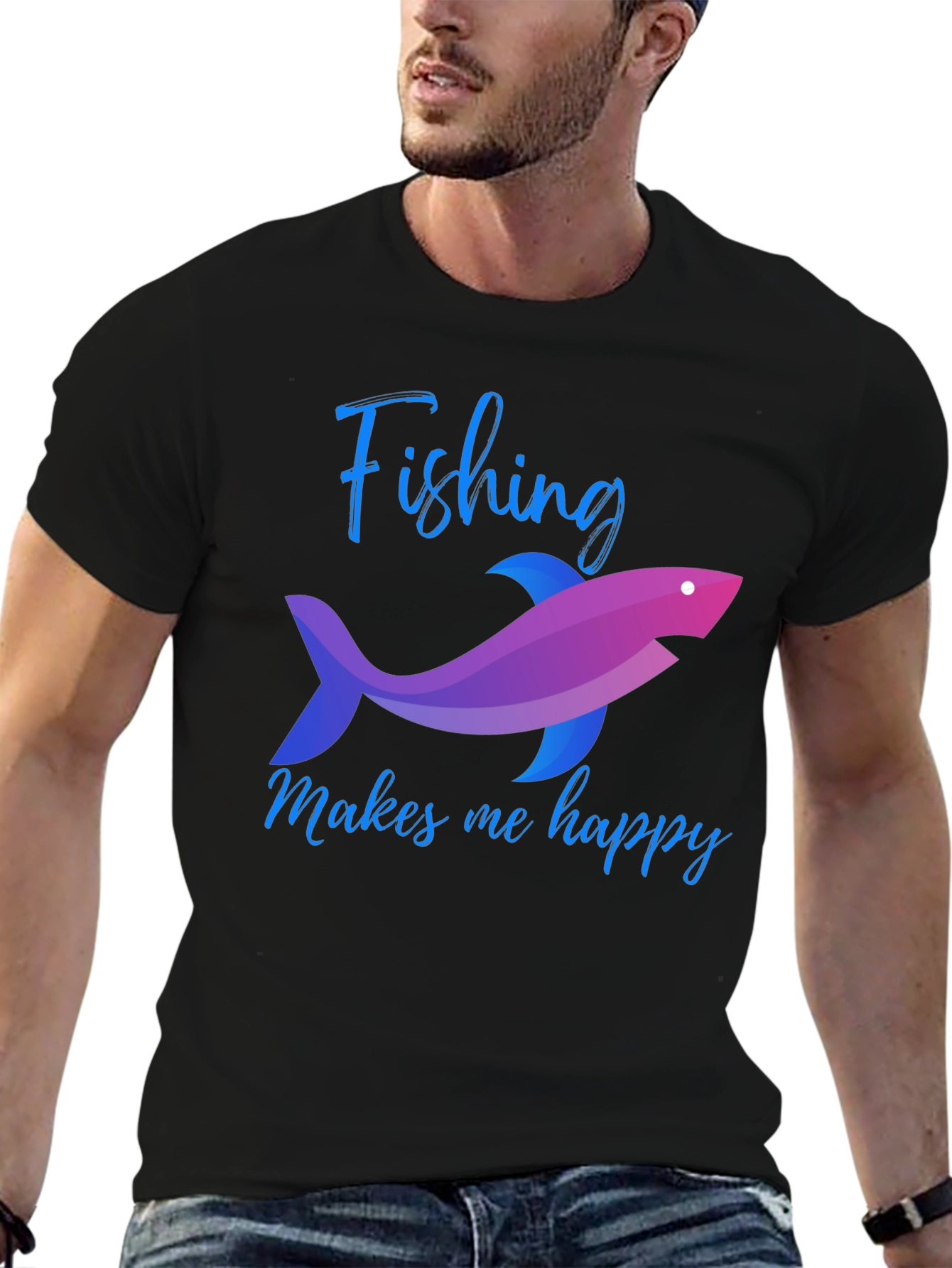Fishing Makes Me Happy Graphic Tee