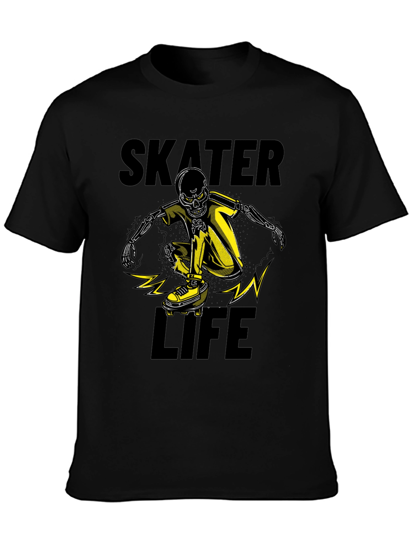 Skater Life Skeleton Graphic Tee - Black
