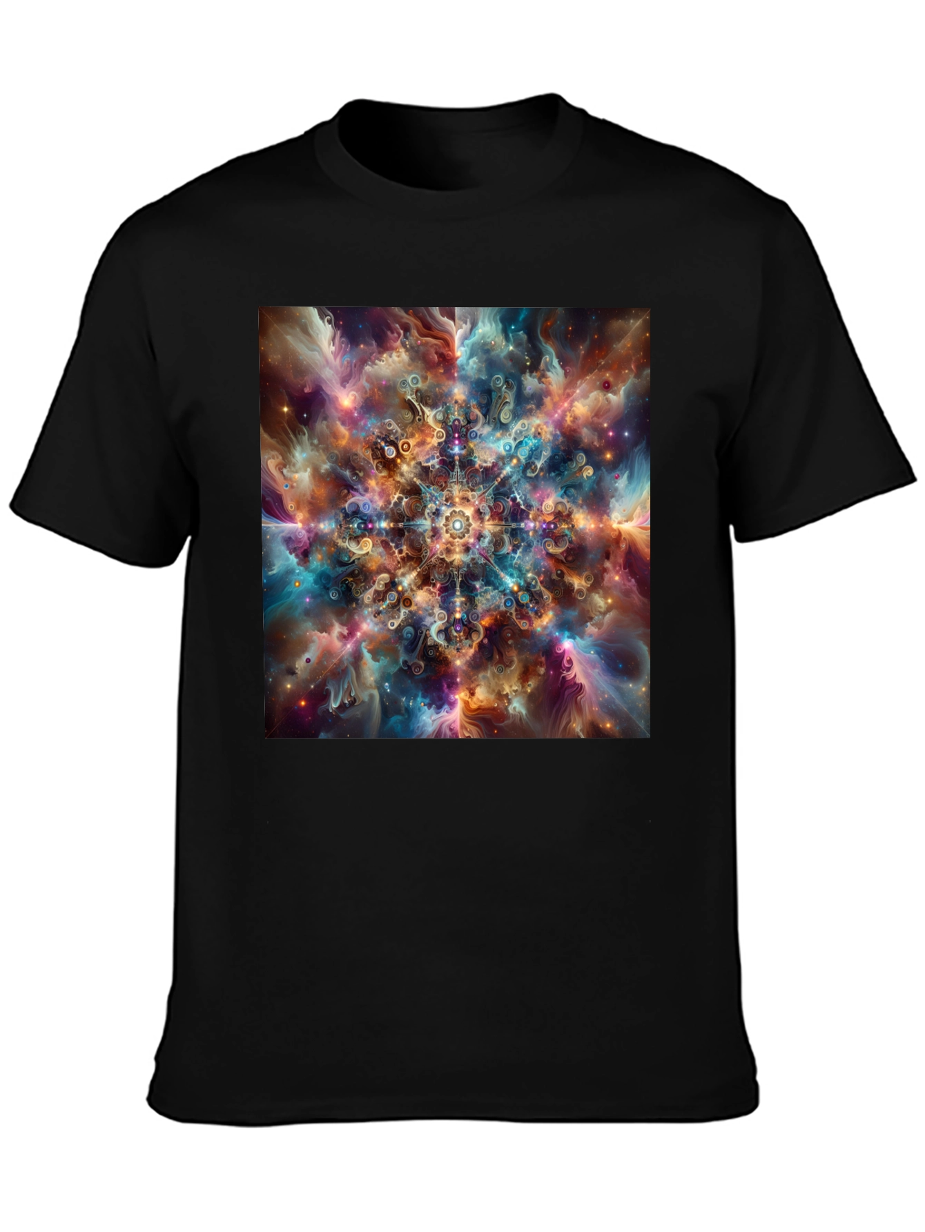 Celestial Mandala Graphic Tee - Cosmic Design