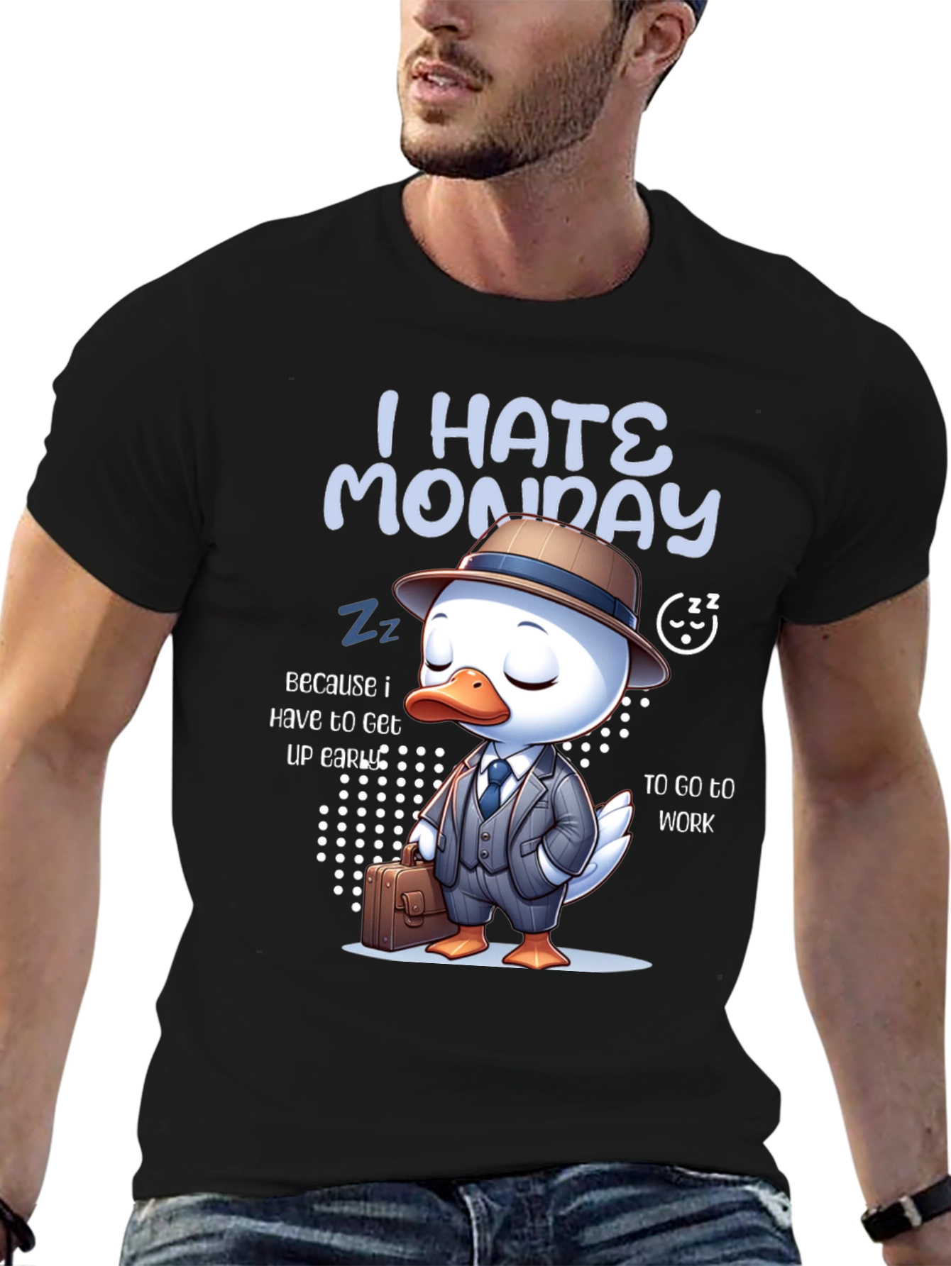 I Hate Monday T-Shirt with Business Duck Design