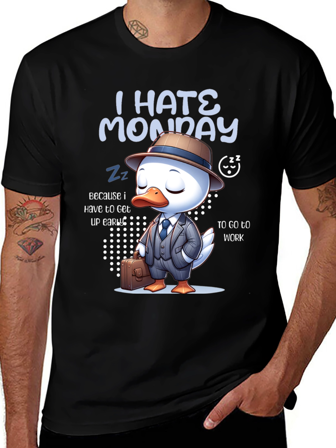 I Hate Monday T-Shirt with Business Duck Design