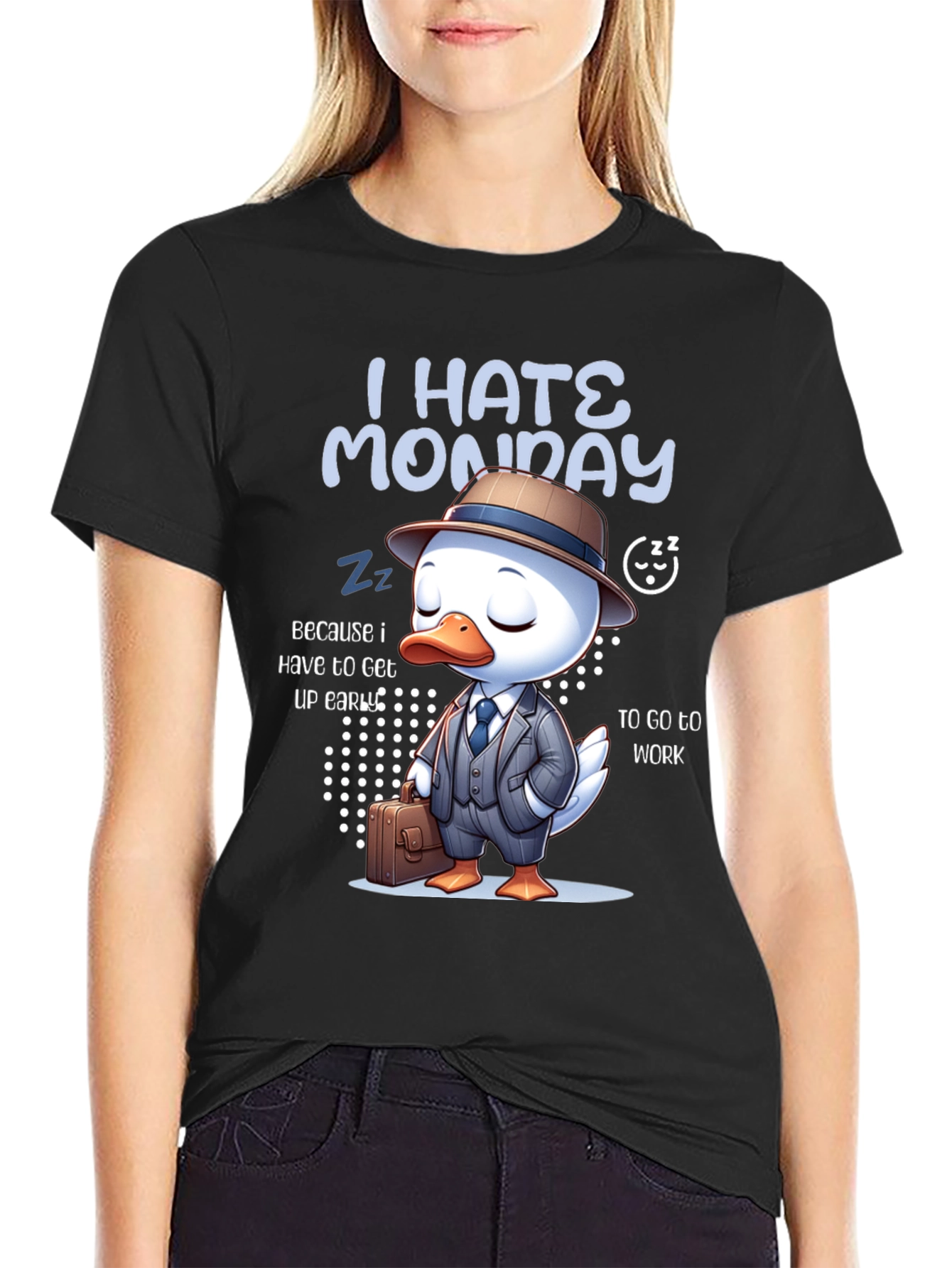 I Hate Monday T-Shirt with Business Duck Design