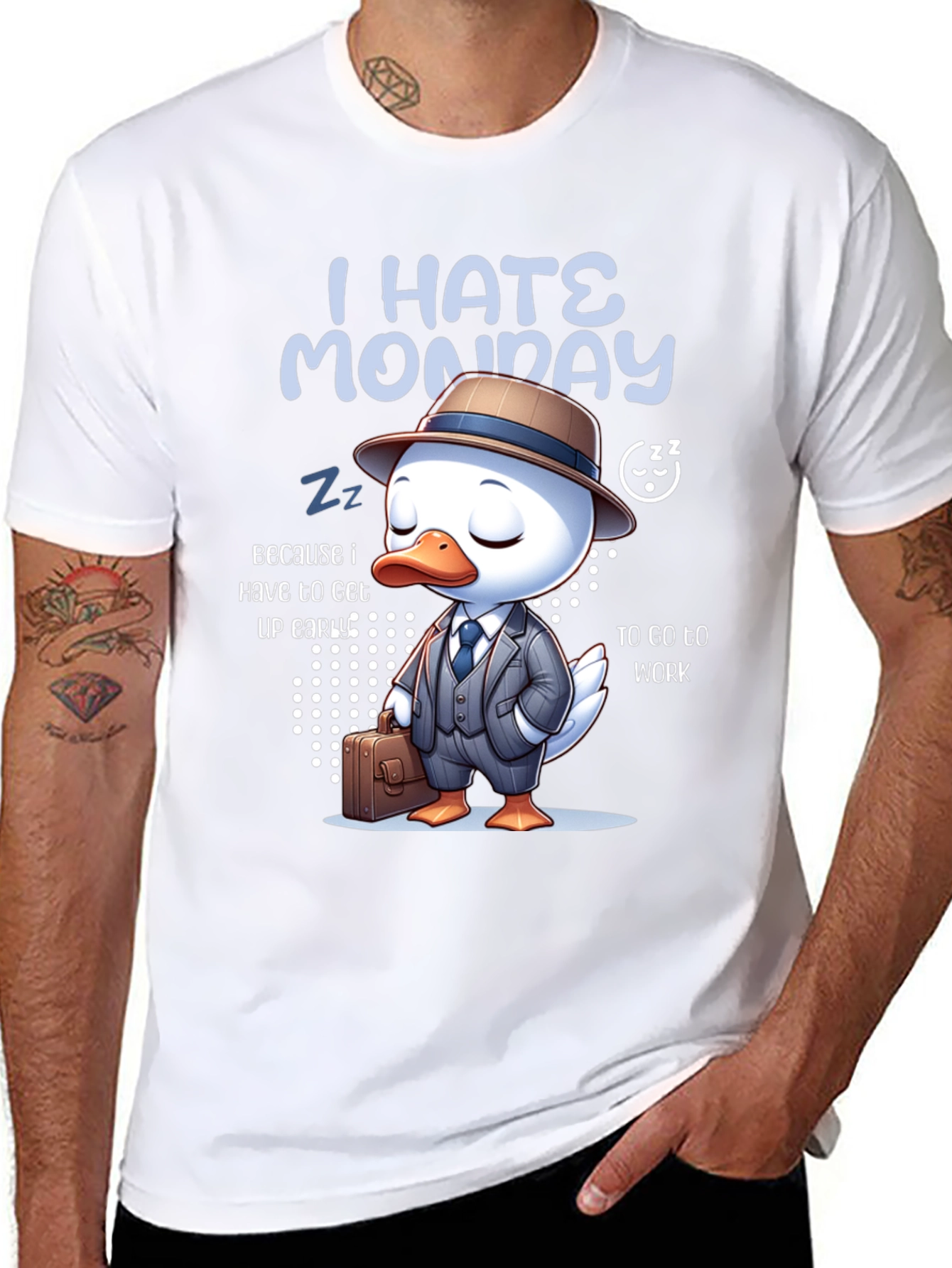 I Hate Monday T-Shirt with Business Duck Design