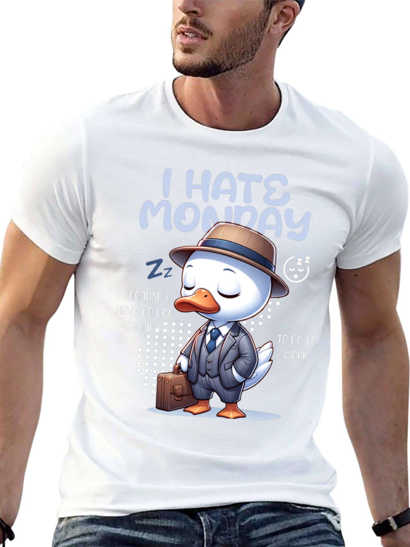 I Hate Monday T-Shirt with Business Duck Design