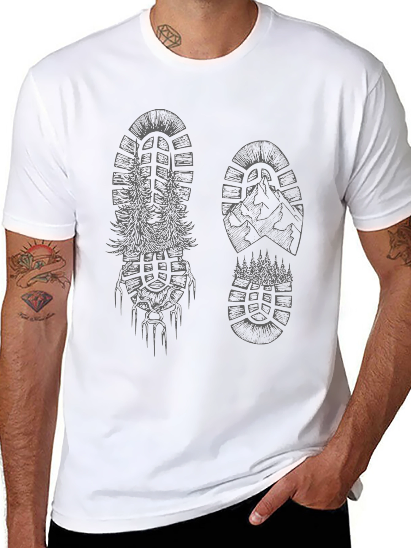 Nature-Inspired Shoe Print T-Shirt