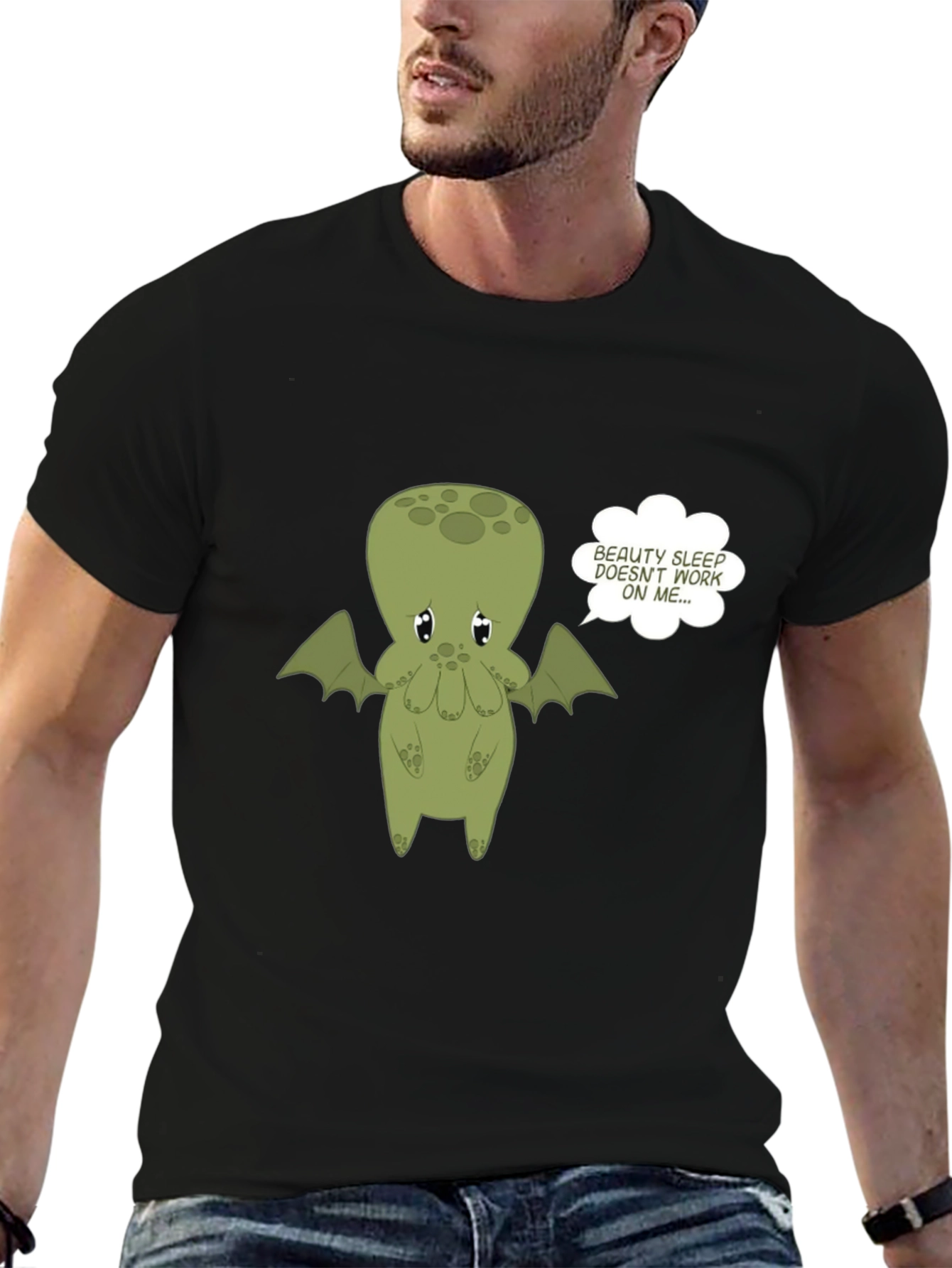 Cute Cthulhu Beauty Sleep Graphic Tee - Black