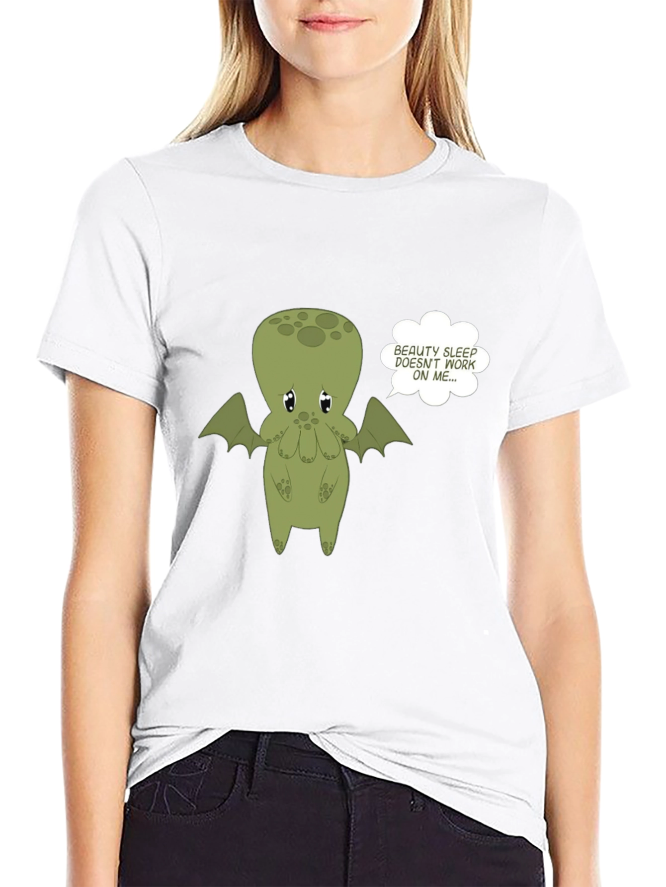 Cute Cthulhu Beauty Sleep Graphic Tee - Black